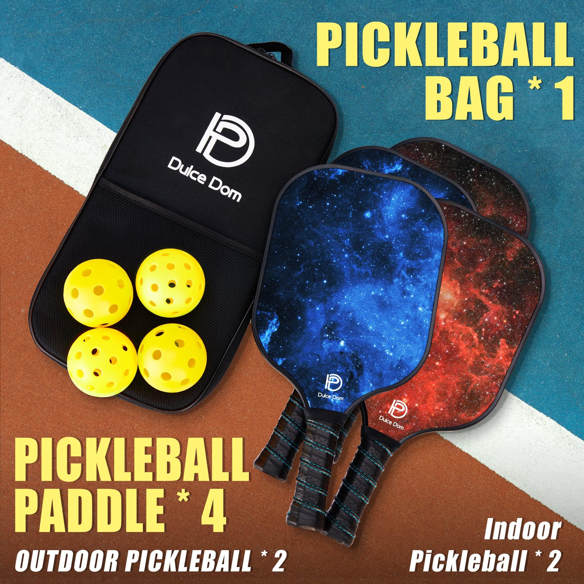 DULCE DOM Pickleball Paddles, USAPA Approved Lightweight Pickle-Ball Set with 4 Premium Balls and Bag, Perfect Raquette Gifts fo Women Men 🍁 All In One Marketplace Canada