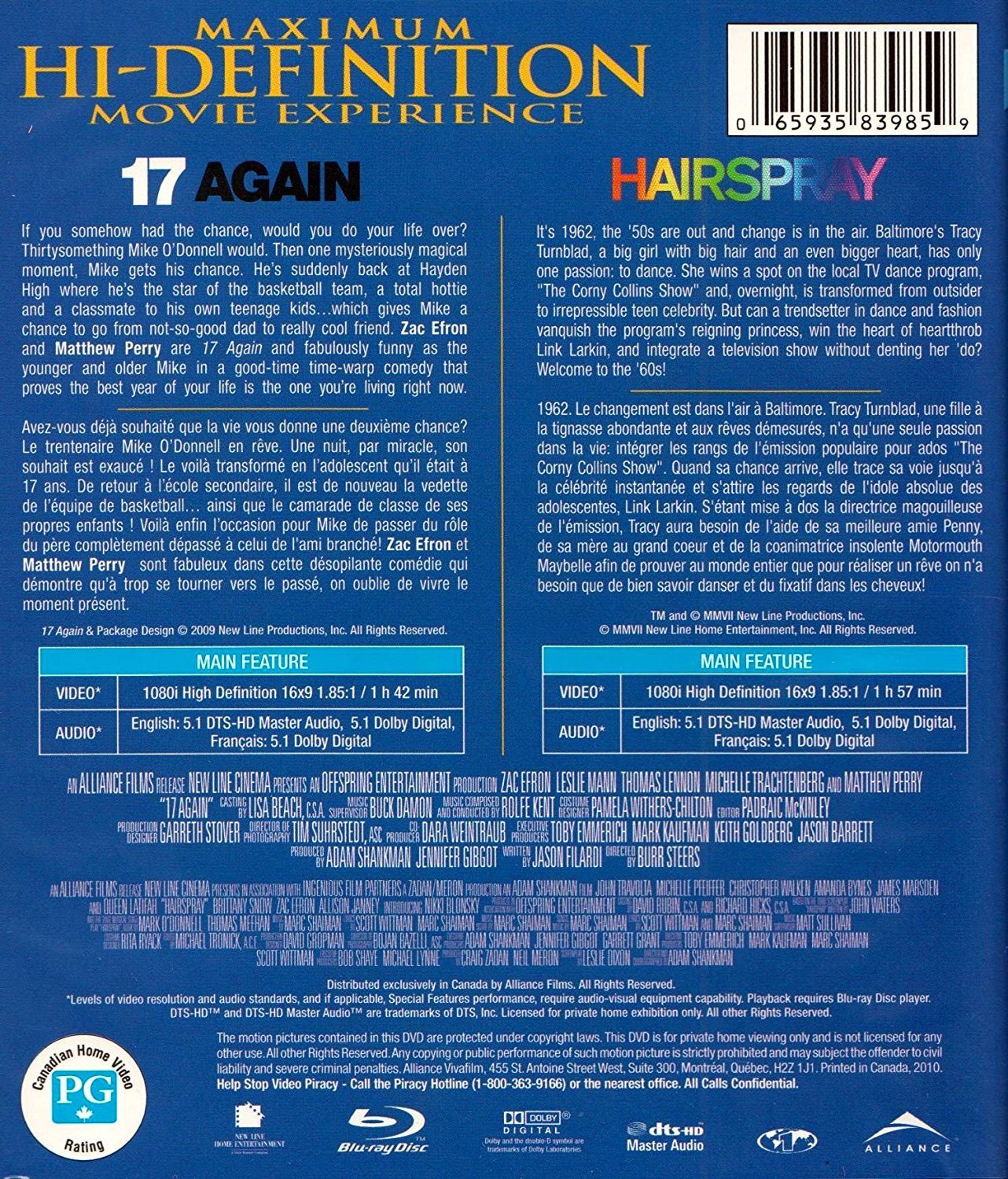 17 Again + Hairspray - Blu-Ray