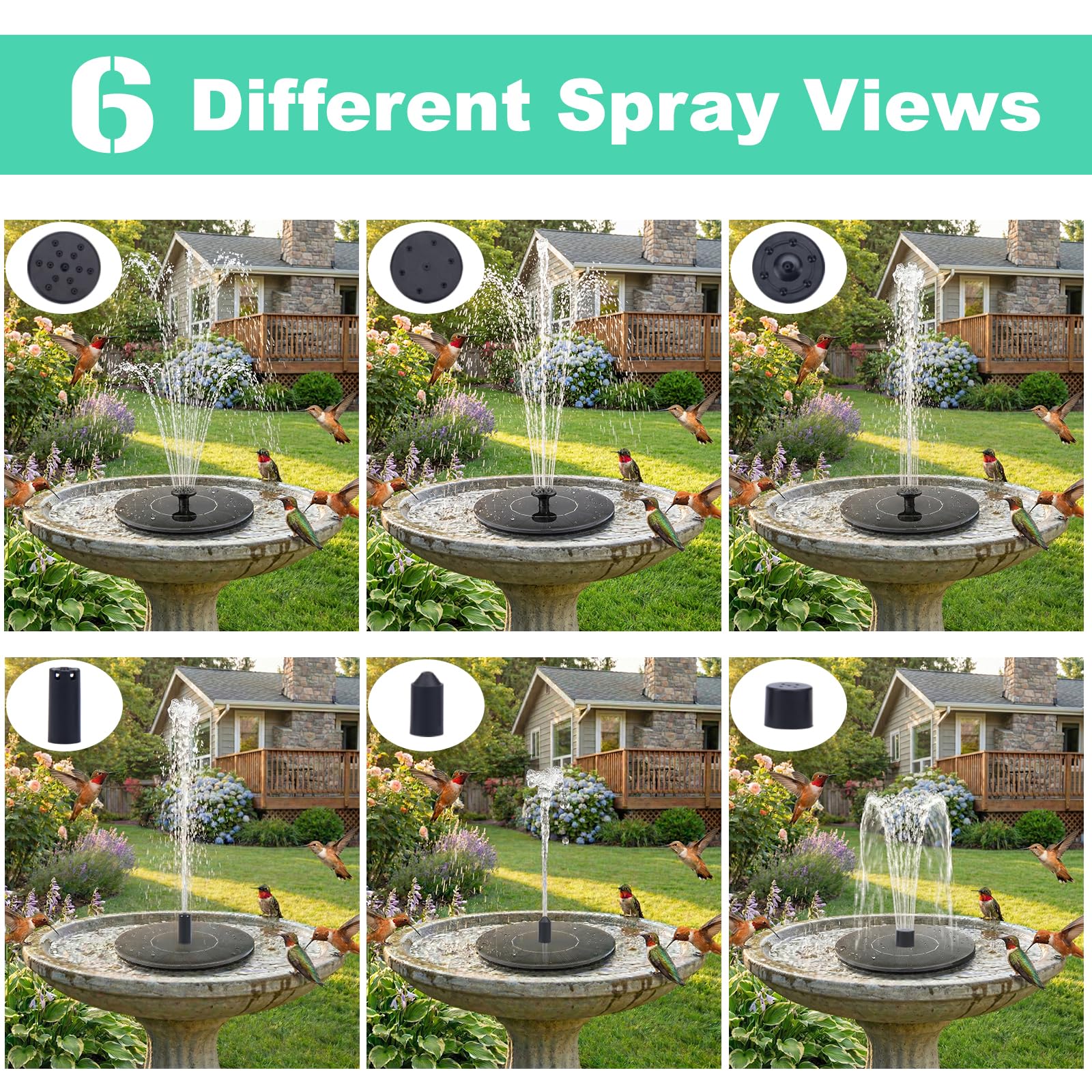 Yeomi Solar Fountain, Floating Solar Water Pump for Bird Bath, Outdoor Water Fountain No Battery or Electricity Needed, Easy to Use for Garden, Pond, Patio 🍁 All In One Marketplace Canada
