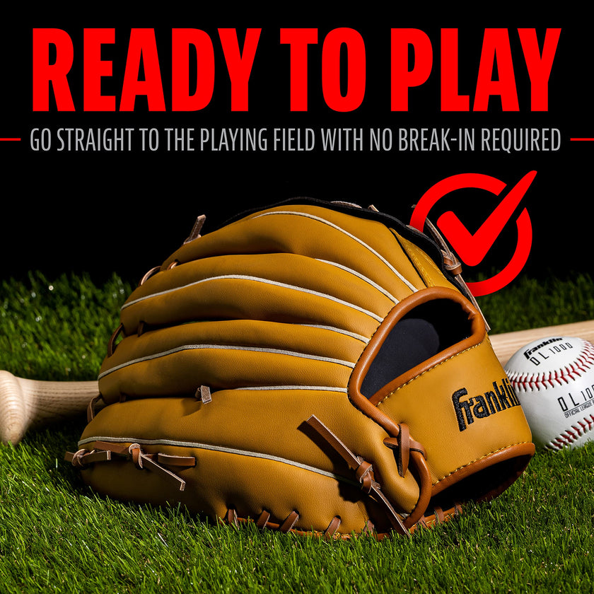 Franklin Sports Baseball and Softball Glove - Fieldmaster Adult + Youth Baseball Gloves - Men's + Women's Infield + Outfield Mitt - Right Hand Throw - 13