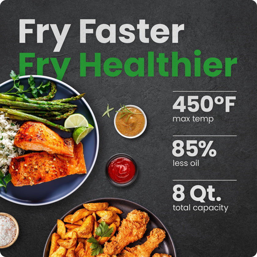 Chefman TurboFry® Touch Air Fryer, XL 8-Qt (7.5L) Family Size, One-Touch Digital Control Presets, French Fries, Chicken, Meat, Fish, Nonstick Dishwasher-Safe Parts, Automatic Shutoff, Stainless Steel 🍁 All In One Marketplace Canada