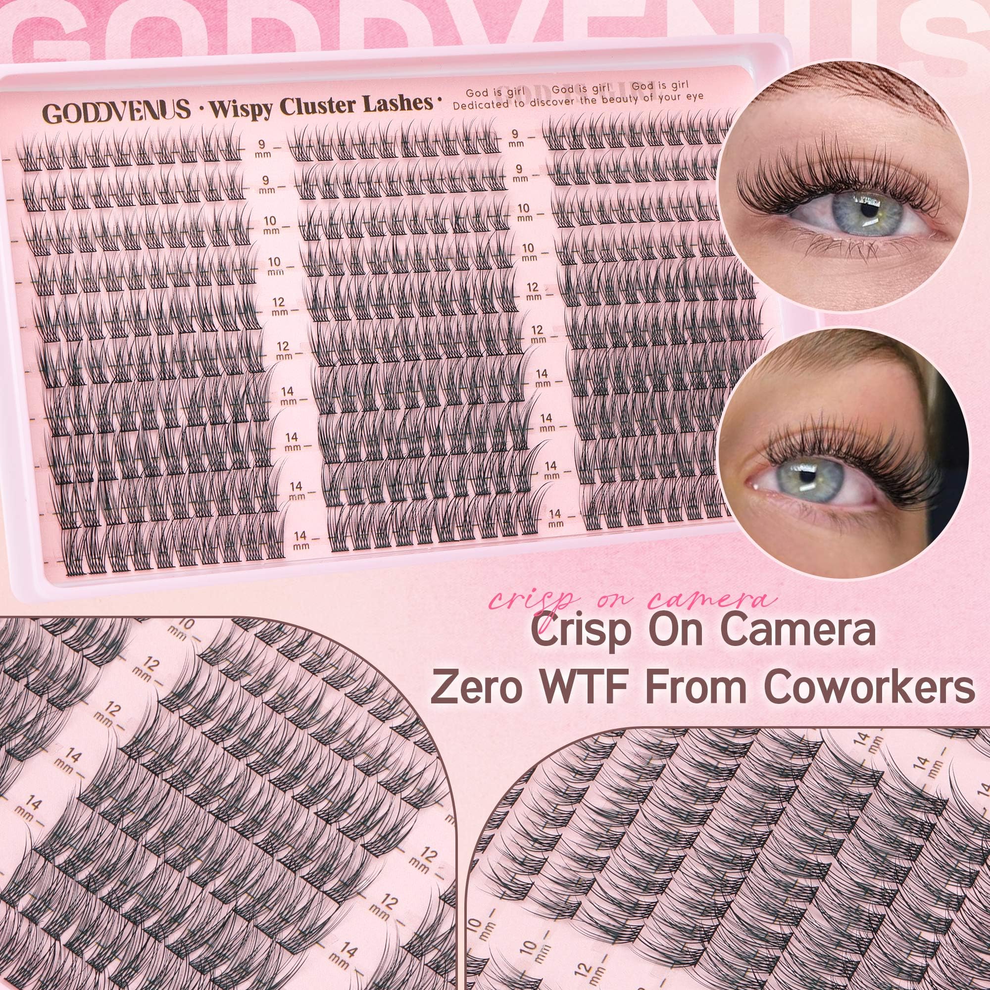 Goddvenus Lash Clusters Kit 9-14mm 300pcs Wispy Eyelash Cluster Lashes Natural DIY Lash Extension Kit Short Cluster Eyelash Extensions C Curl 🍁 All In One Marketplace Canada