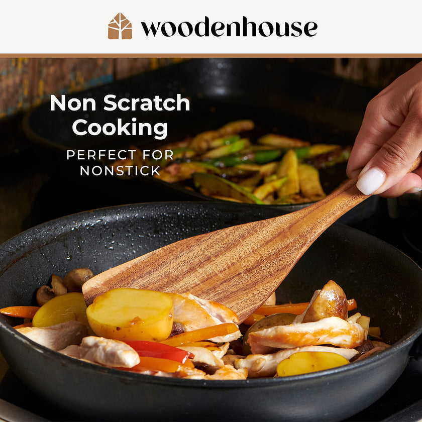 Wooden Spoons for Cooking – Wooden Kitchen Utensils Set, 6 Pcs Teak Wood Utensil Set – Comfortable Grip Non–Stick Wooden Cooking Utensils 🍁 All In One Marketplace Canada