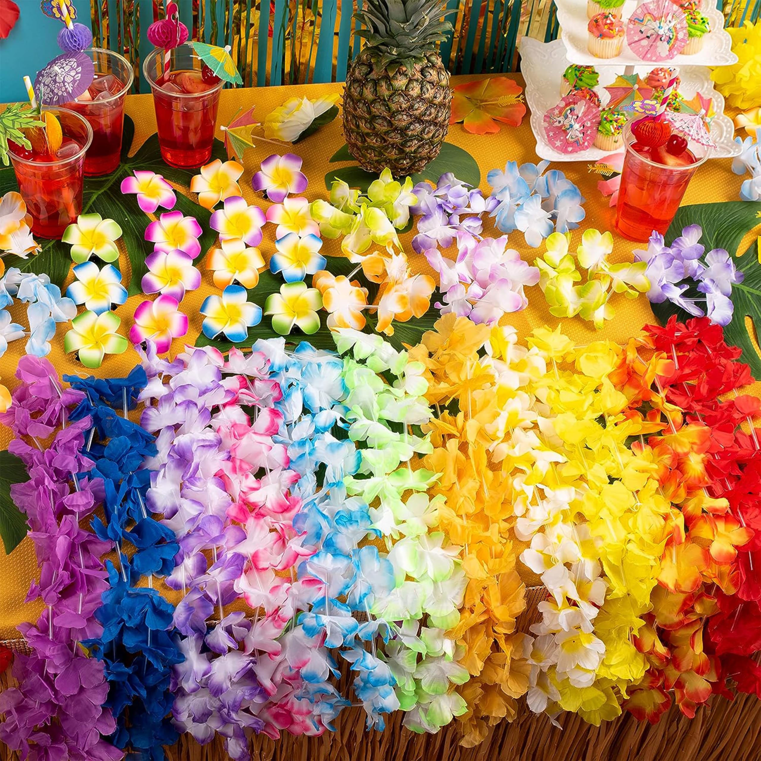 Joyin Toy 36 Counts Hawaiian Leis Bulk, Tropical Flower Lei Hawaiian Lei Beach Hawaii Luau Party Favors Decoration Birthday Party Supplies(3 Dozen) 🍁 All In One Marketplace Canada