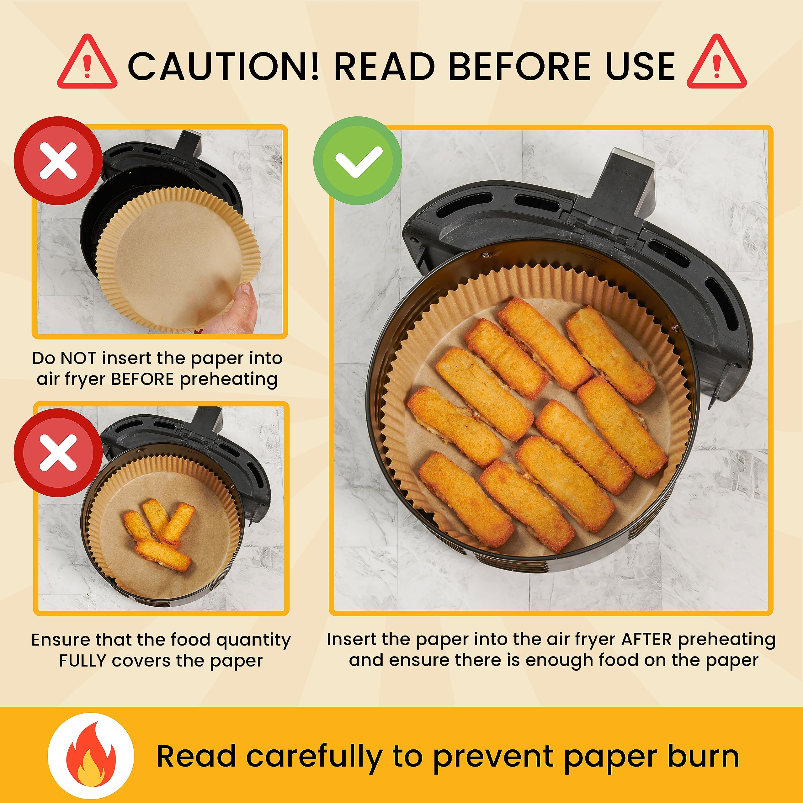 Air Fryer Liners for Ninja, 125 Pcs Round Disposable Airfryer Paper Liners – Non-Stick and Oil Proof for Easy Cleanup – 8 Inch for 5-8 qt Basket by Baker's Signature 🍁 All In One Marketplace Canada