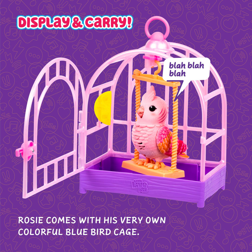 Little Live Pets My Really Real Bird & Cage - Rosie, Interactive, Realistic Pet, 20+ Sounds & Reactions (25cm/9,8in Cage, 10,9cm/4,3in Bird), Records & Repeats or Whistles Back, Carry & Display 🍁 All In One Marketplace Canada