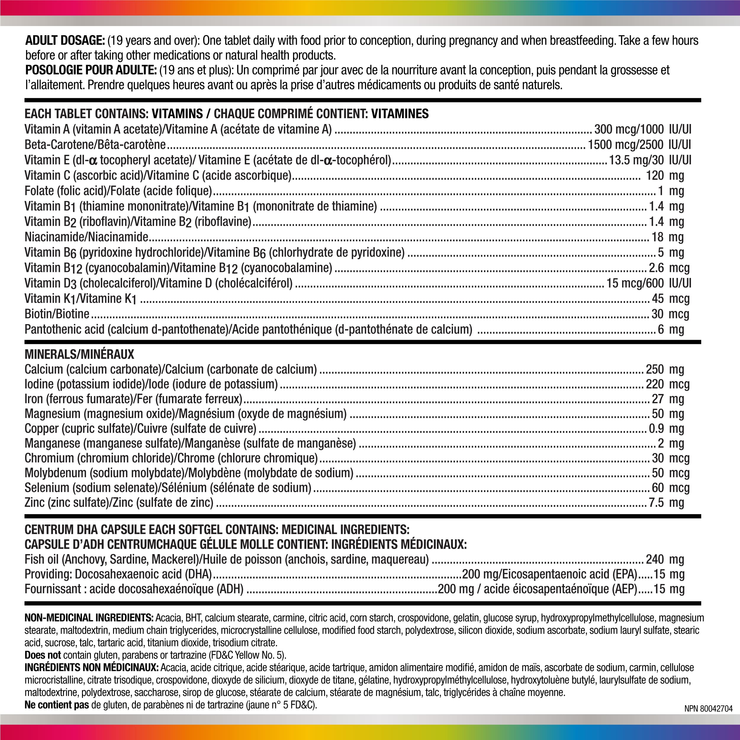 Centrum Prenatal Multivitamins/Minerals with Folic Acid and DHA Multivitamins Supplement with Omega 3, 60 Prenatal Tablets & 60 DHA Softgels (120 Total Count) (Packaging May Vary) 🍁 All In One Marketplace Canada