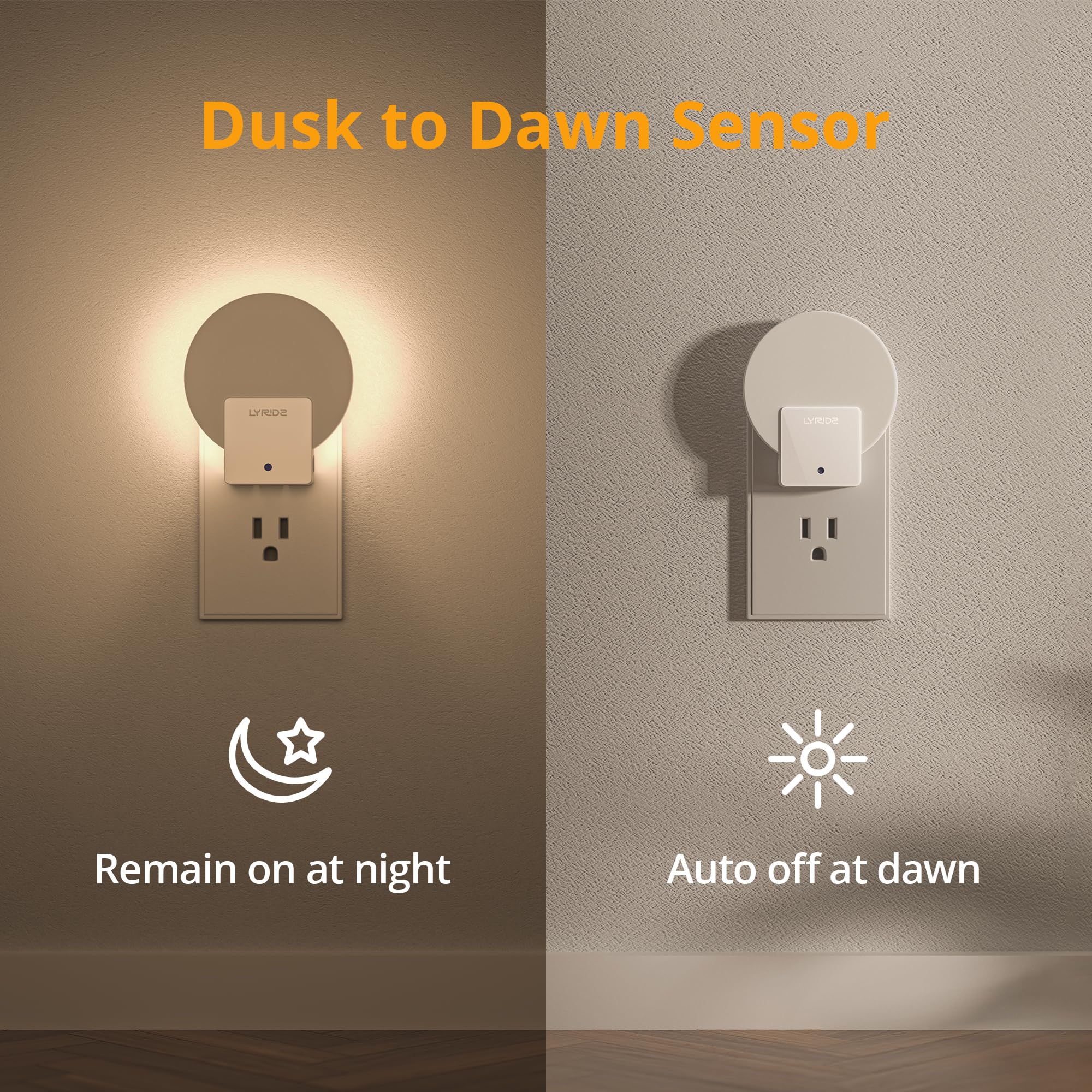 Lyridz Backlit Night Light Plug-in,[4 Pack] Glare-Free Indirect Glow, Dusk to Dawn Sensor, 1-50LM Dimmable Veilleuse, 2700K Warm White for Bedroom, Bathroom, Hallway 🍁 All In One Marketplace Canada