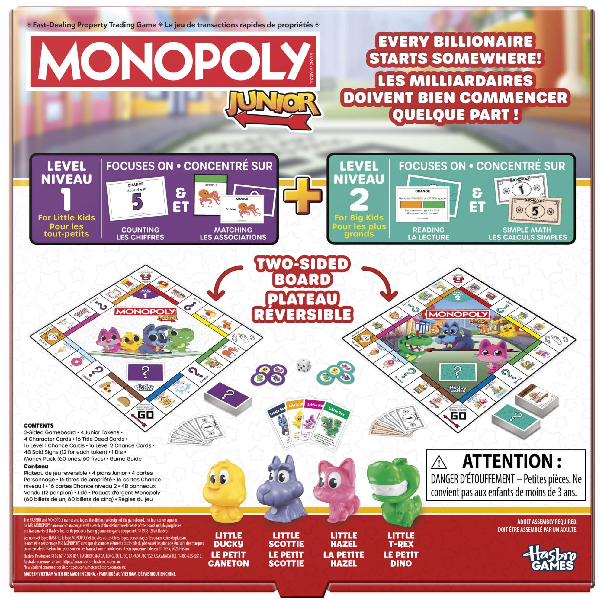 Monopoly Junior Board Game | 2 Games in 1 for Younger Kids, 2-Sided Board | Ages 4+ | 2 - 4 Players | 20 Mins. | Gifts for Preschoolers (English & French Version) 🍁 All In One Marketplace Canada
