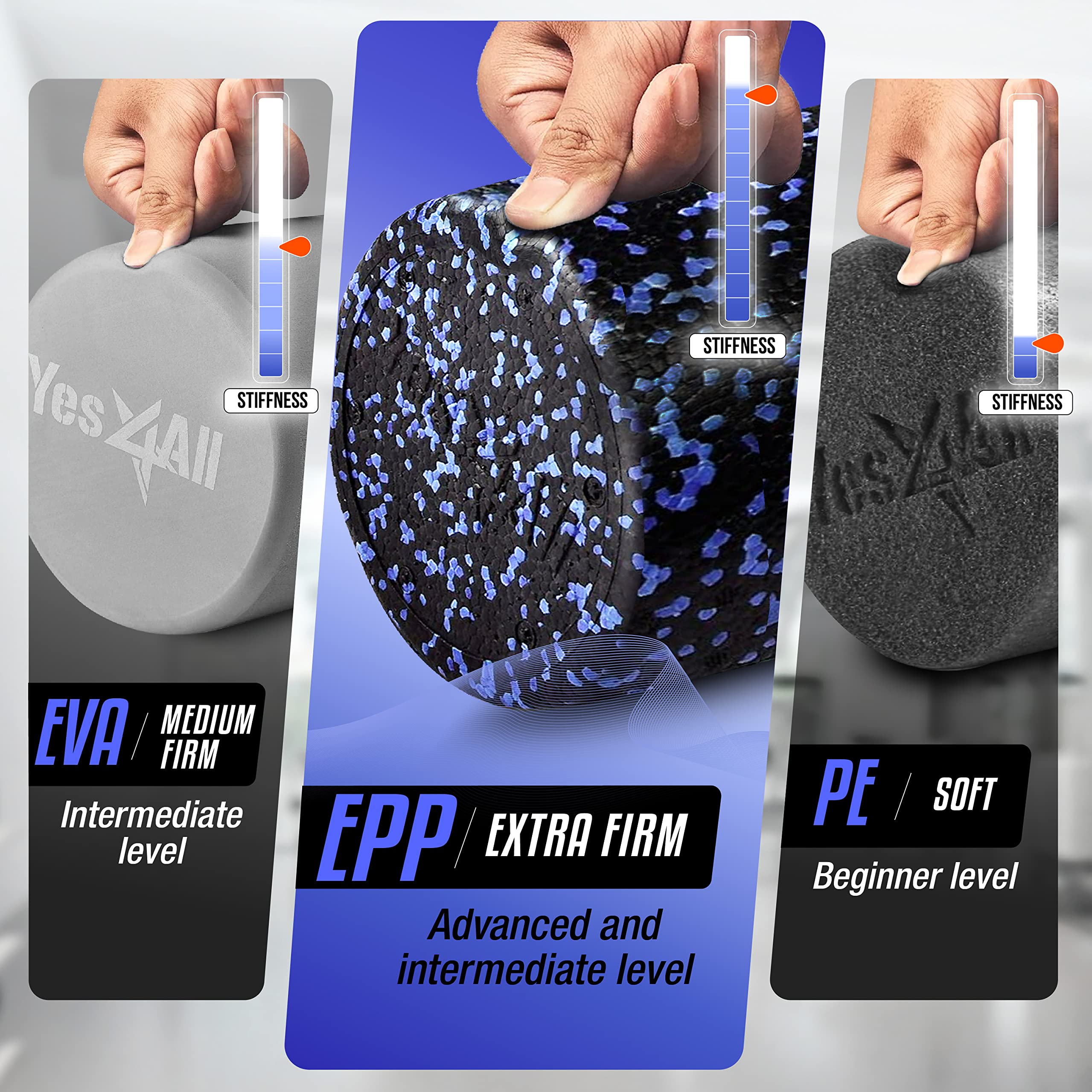 Yes4All High-Density EPP Round Back Roller Foam, Foam Roller for Yoga, Pilates & Stretching - 12, 18, 24, 36 inch 🍁 All In One Marketplace Canada