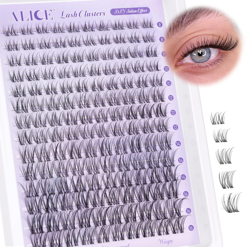 Wispy Lash Clusters Invisible Band Natural Lash Extensions Waterproof 8-16mm Cluster Eyelash Extension D Curl DIY Individual Cluster Lashes by ALICE 🍁 All In One Marketplace Canada