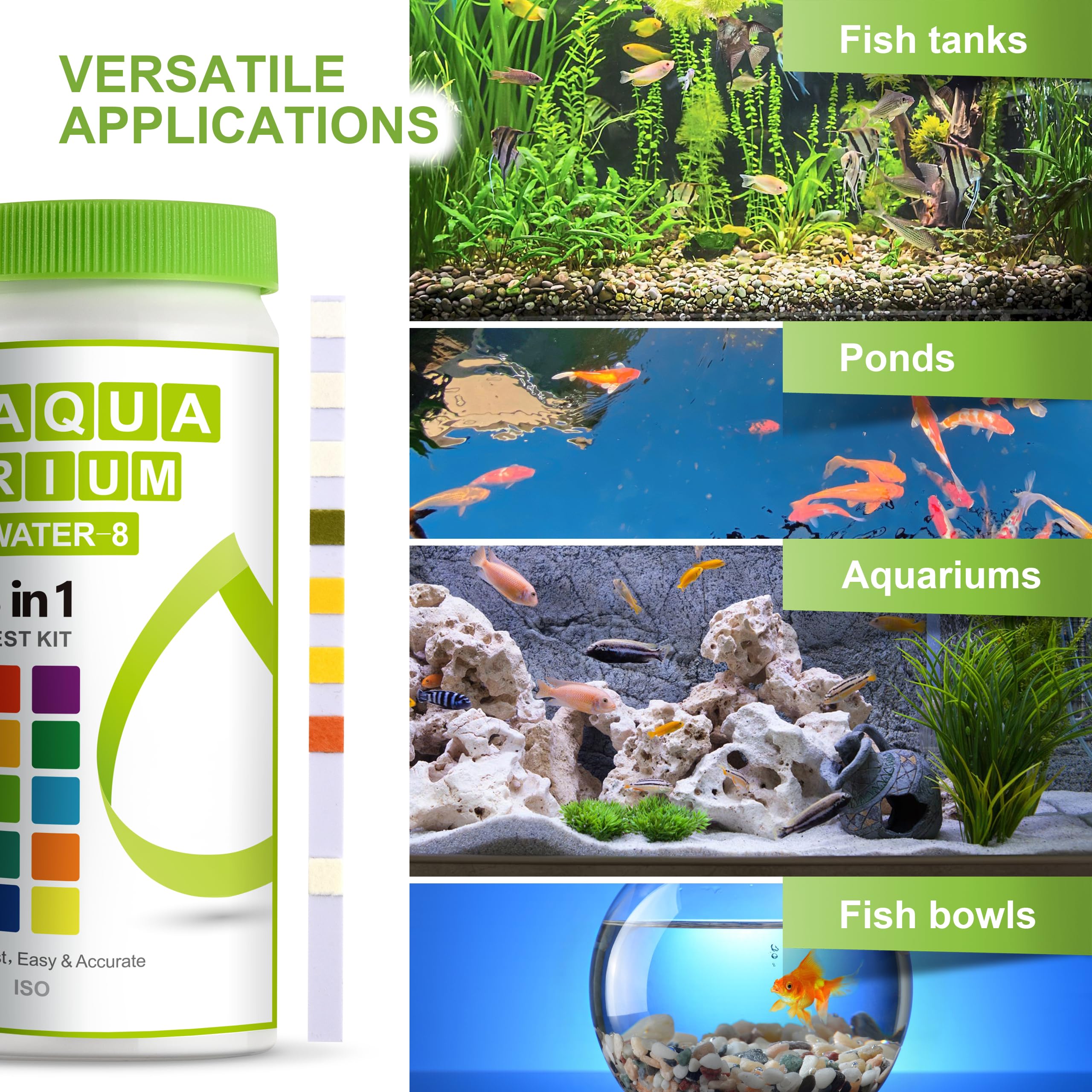 AAwipes Aquarium Ammonia Test Strips 8-in-1 | 50 Strips | Quick & Accurate Water Testing for Freshwater & Saltwater Tanks -Test pH, Carbonate, Alkalinity, Hardness, Chlorine, Nitrite, etc. (K02-50) 🍁 All In One Marketplace Canada