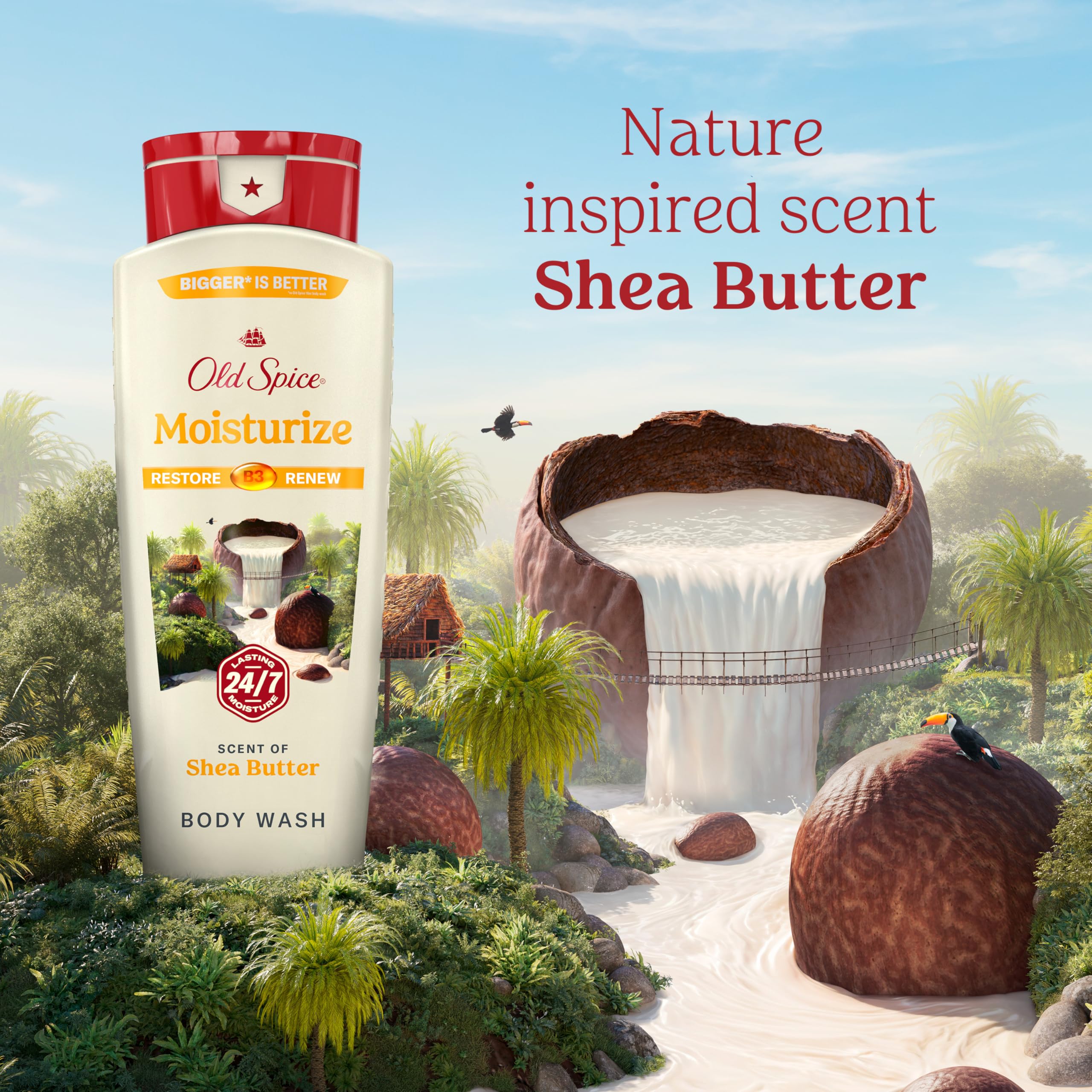 Old Spice Men's Body Wash Moisturize with Shea Butter, 24/7 Moisturization, Gentle on Skin, 2.12 L Total (4 Count of 532 mL Each) 🍁 All In One Marketplace Canada