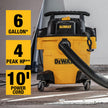 DEWALT DXV06P 4 Peak HP Shop Vacuums, 6 Gallon Poly Wet/Dry Vac, Heavy-Duty Shop Vacuum with Blower Function Yellow+Black 🍁 All In One Marketplace Canada