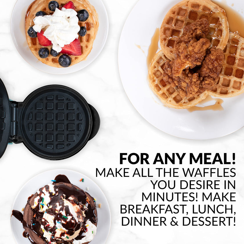 Nostalgia MyMini Personal Electric Waffle Maker, 5-Inch Cooking Surface, Waffle Iron for Hash Browns, French Toast, Grilled Cheese, Quesadilla, Brownies, Cookies, Aqua 🍁 All In One Marketplace Canada