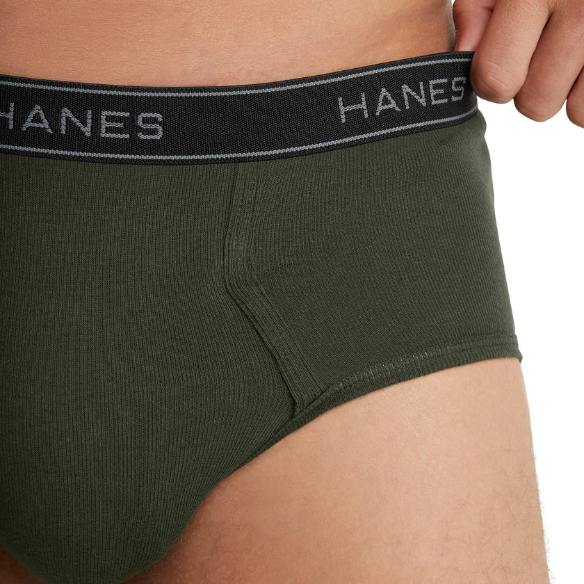 Hanes Mens 6-pack Exposed Waistband Mid-rise Briefs-underwear, White/Black, Medium US 🍁 All In One Marketplace Canada