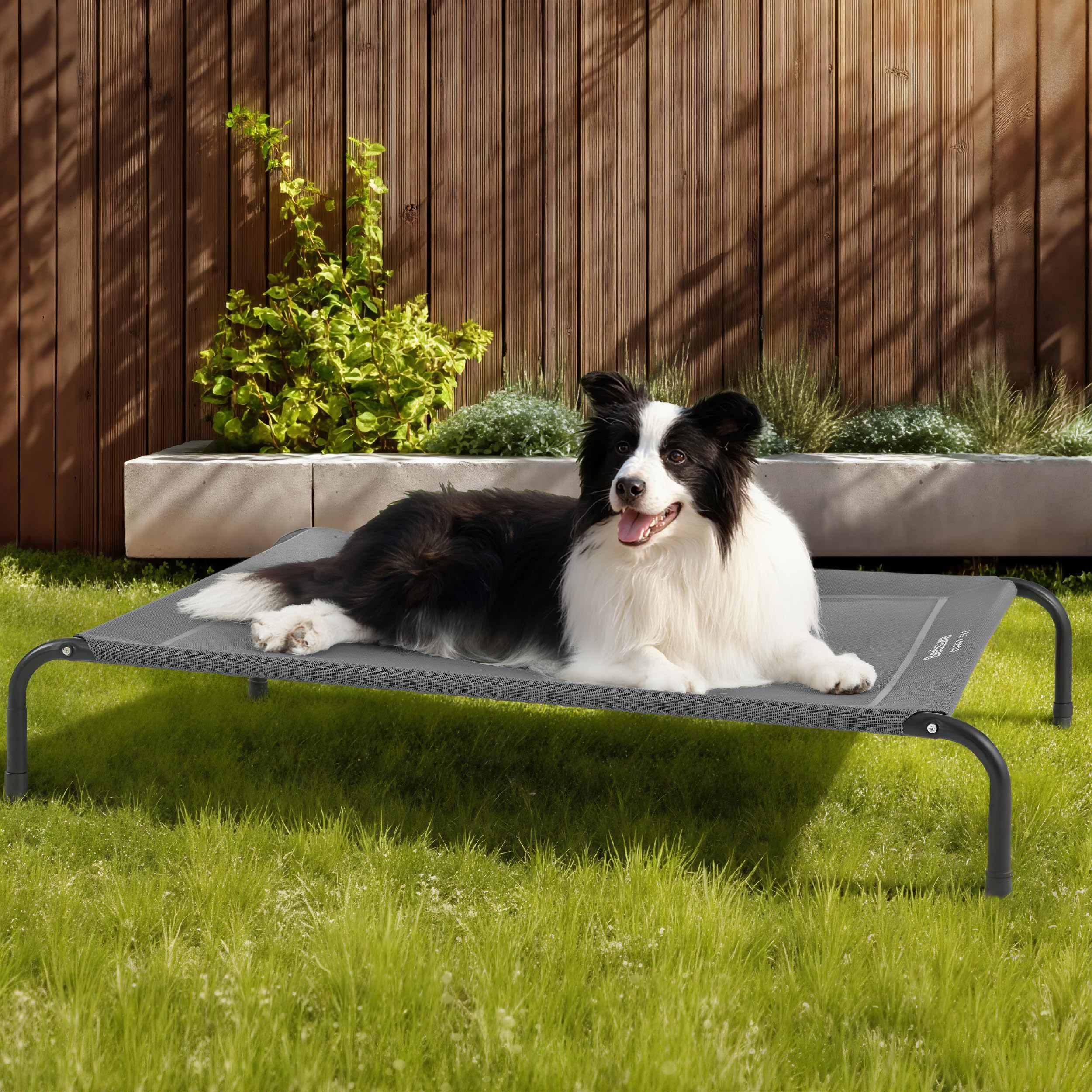 Bedsure Large Elevated Outdoor Dog Bed - Raised Dog Cot for Large Dogs, Portable Outdoor Pet Bed for Camping or Beach, Cooling Summer Frame with Breathable Mesh, Grey, 49 Inches 🍁 All In One Marketplace Canada