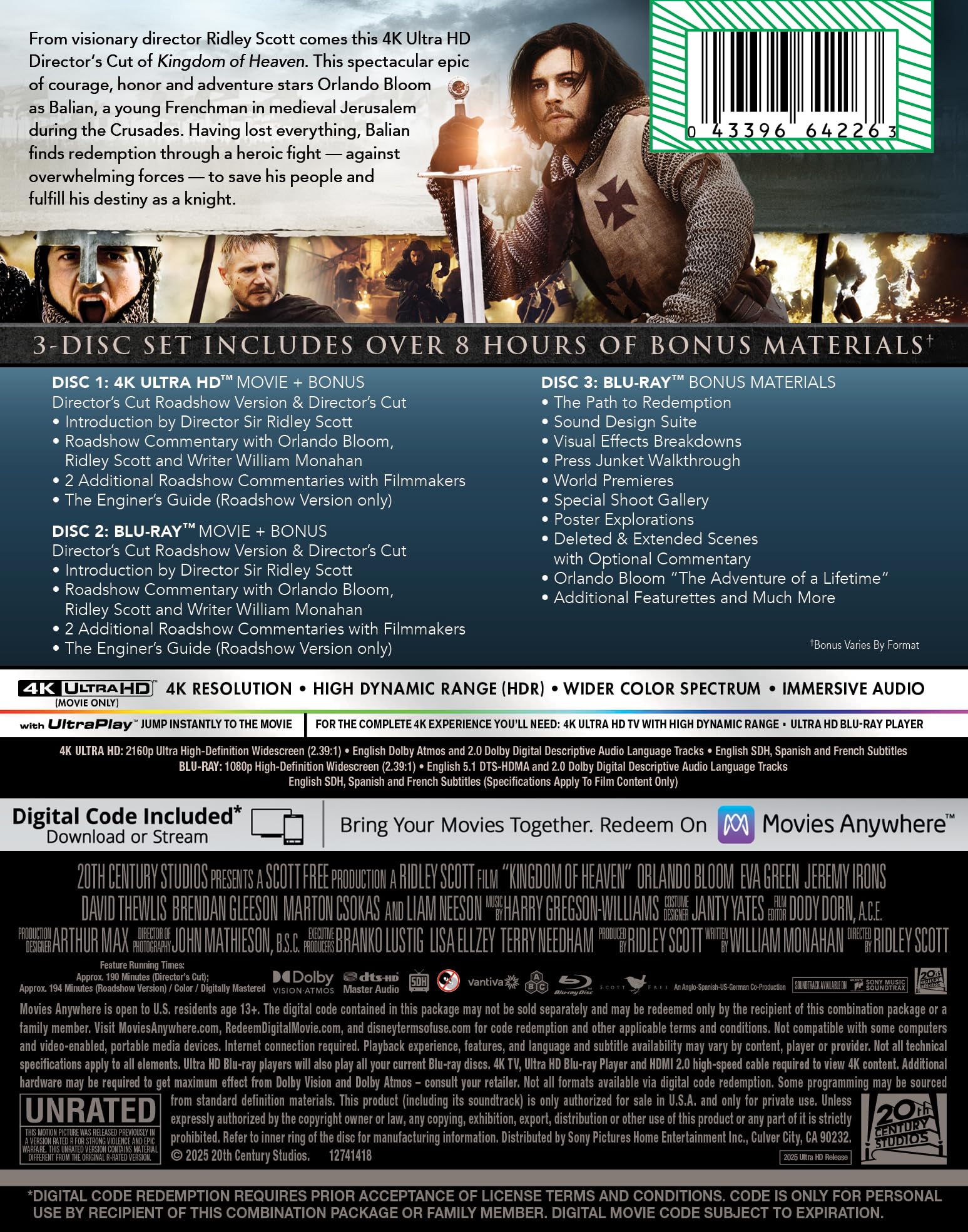 Kingdom of Heaven (4k) (Dir) (Stbk) (Wbr) (Anam) [Blu-ray] 🍁 All In One Marketplace Canada