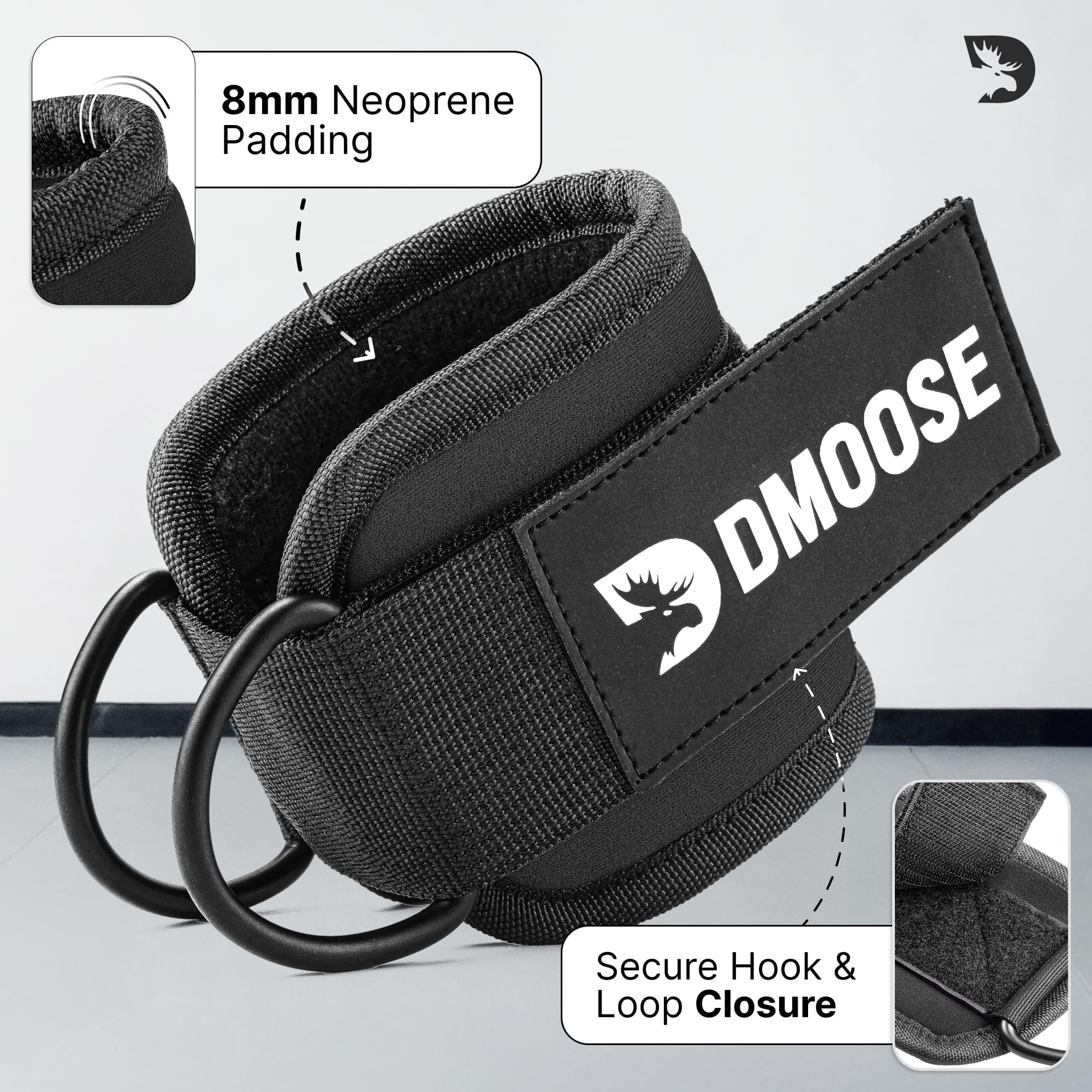 DMoose Ankle Straps for Cable Machines for Kickbacks, Glute Workouts, Leg Extensions, Curls, and Hip Abductors for Men and Women, Adjustable Ankle Strap with Double D-Rings and Neoprene Support 🍁 All In One Marketplace Canada