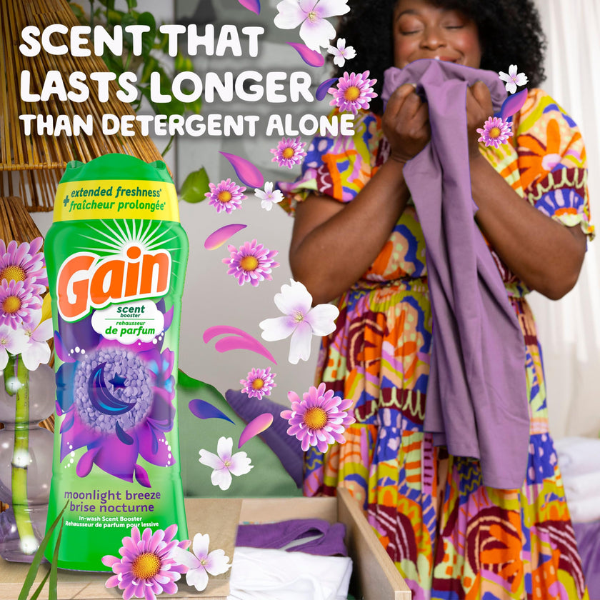 Gain In-Wash Laundry Scent Booster, Moonlight Breeze Scent, Fresh Extender + Odour Protection, 853 Grams 🍁 All In One Marketplace Canada