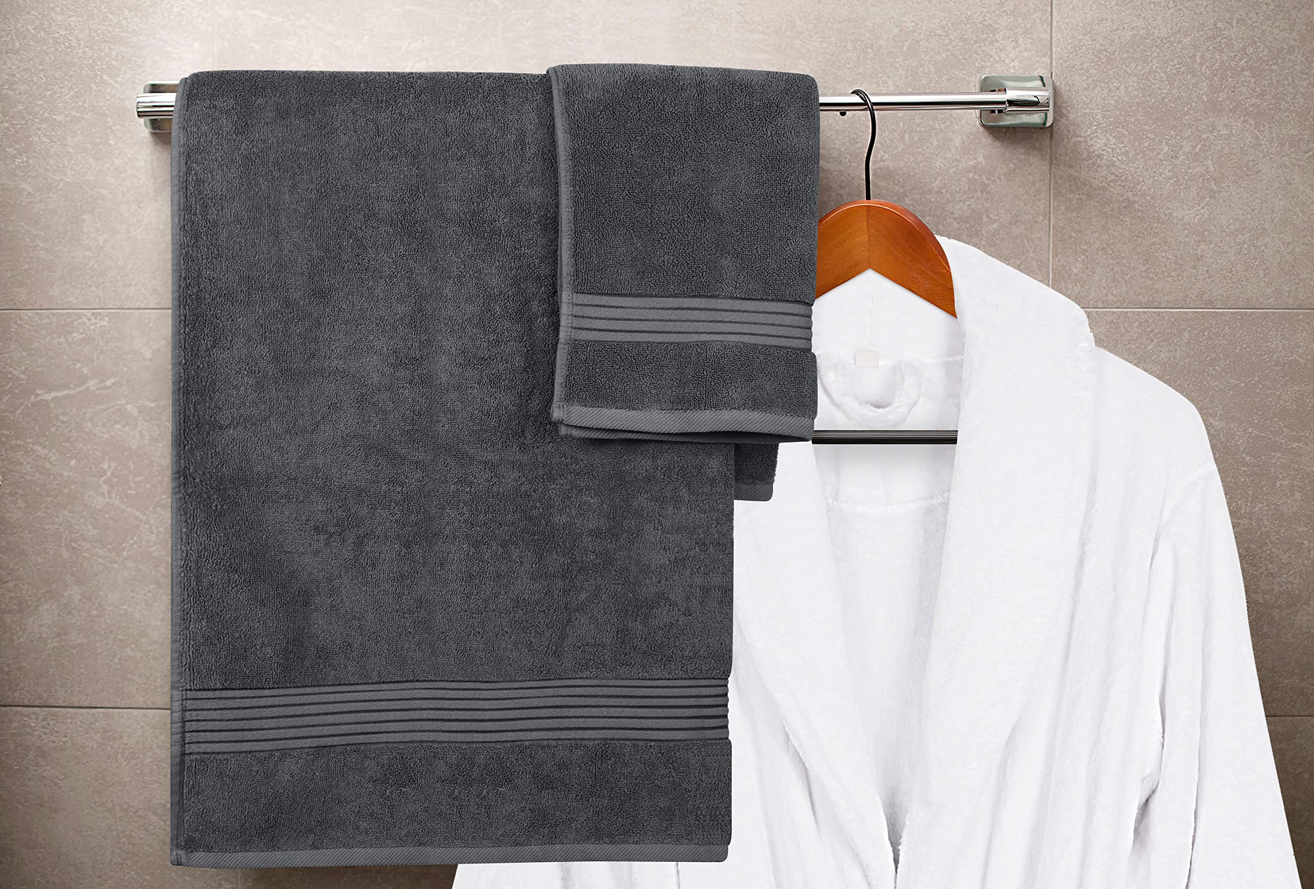 Utopia Towels 8 Piece Premium Towel Set, 2 Bath, 2 Hand, and 4 Washcloths,100% Ring Spun Cotton, Super Soft and Highly Absorbent, Grey 🍁 All In One Marketplace Canada