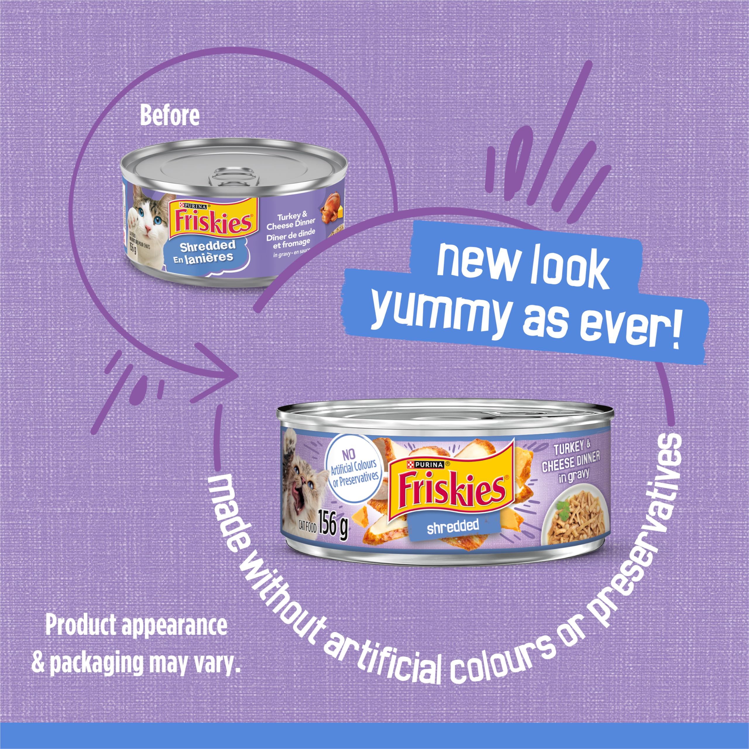 Friskies Shredded Wet Cat Food, Turkey & Cheese Dinner in Gravy - 156 g Can (24 Pack) 🍁 All In One Marketplace Canada