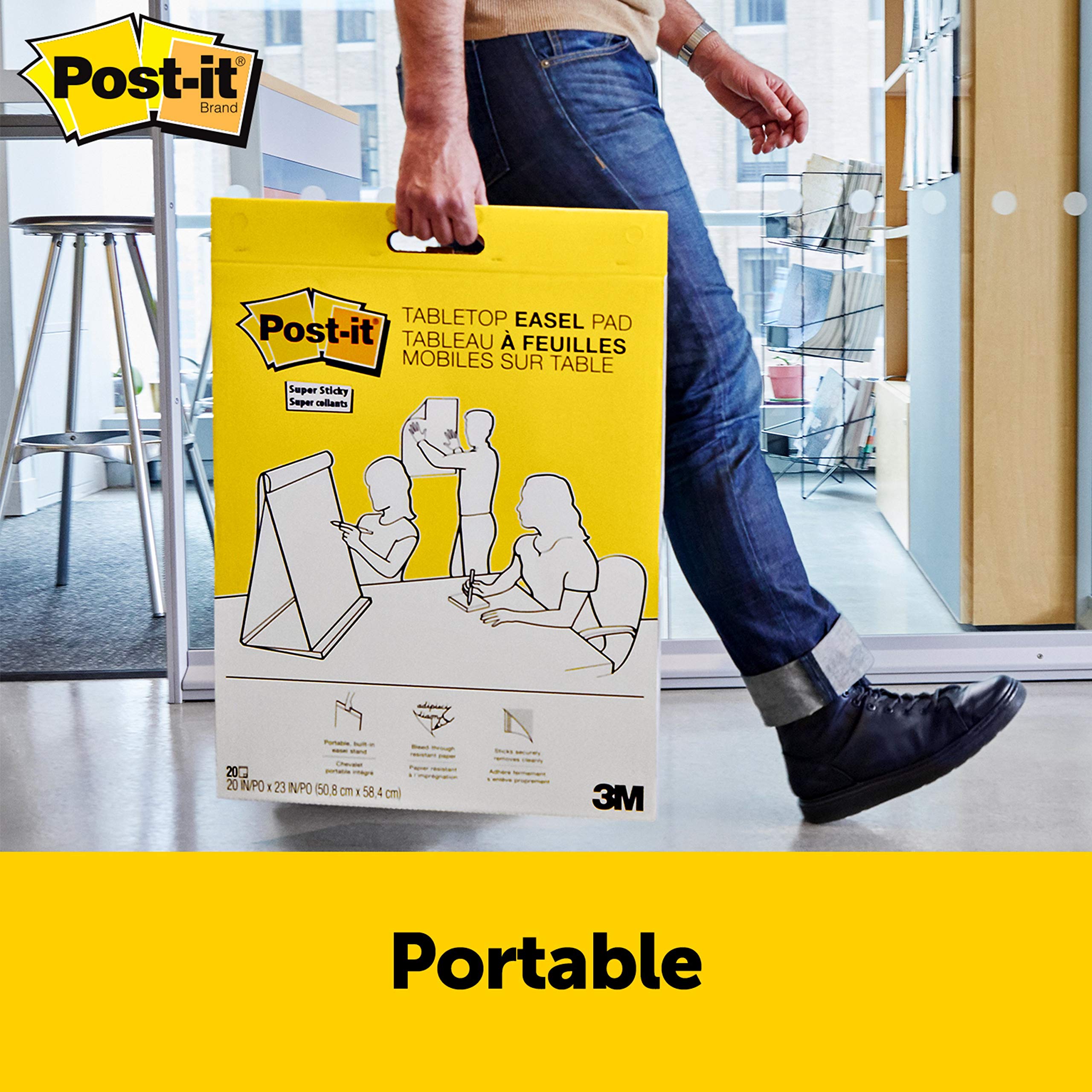 Post-it Super Sticky Tabletop Easel Pad, Great for Virtual Teachers and Students, 20 x 23 Inches, 20 Sheets/Pad, 1 Pad (563R), Portable White Premium Self Stick Flip Chart Paper, Built-in Easel Stand 🍁 All In One Marketplace Canada