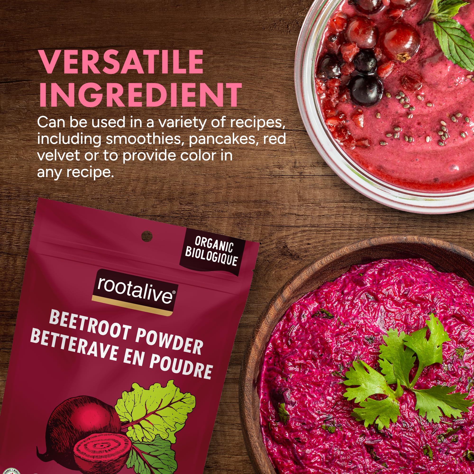 Rootalive Organic Beetroot Powder 454g (1lb) – Raw, Organic, Gluten-Free, Vegan, Ideal for Smoothies, Juice, Baking, Sauces & Natural Food Colour 🍁 All In One Marketplace Canada