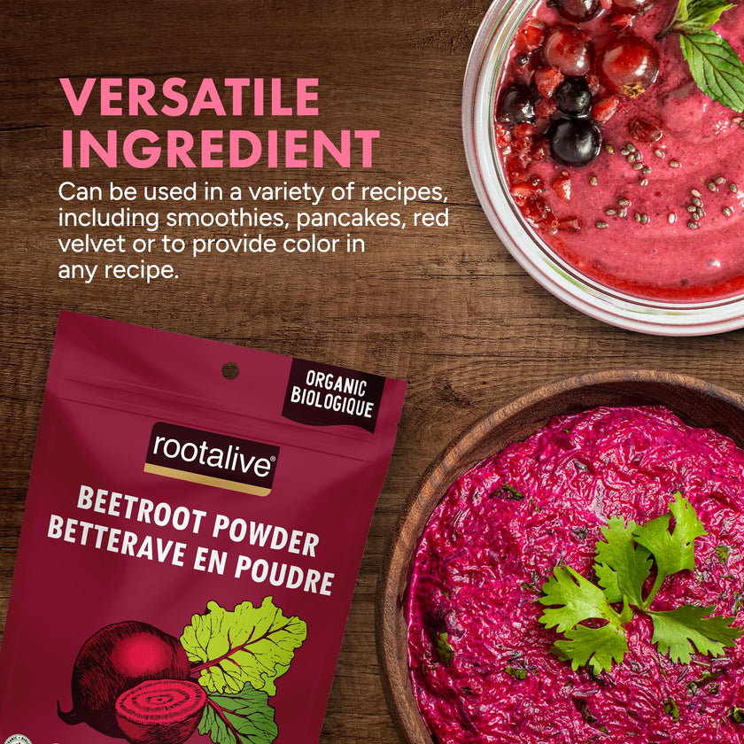 Rootalive Organic Beetroot Powder 454g (1lb) – Raw, Organic, Gluten-Free, Vegan, Ideal for Smoothies, Juice, Baking, Sauces & Natural Food Colour 🍁 All In One Marketplace Canada