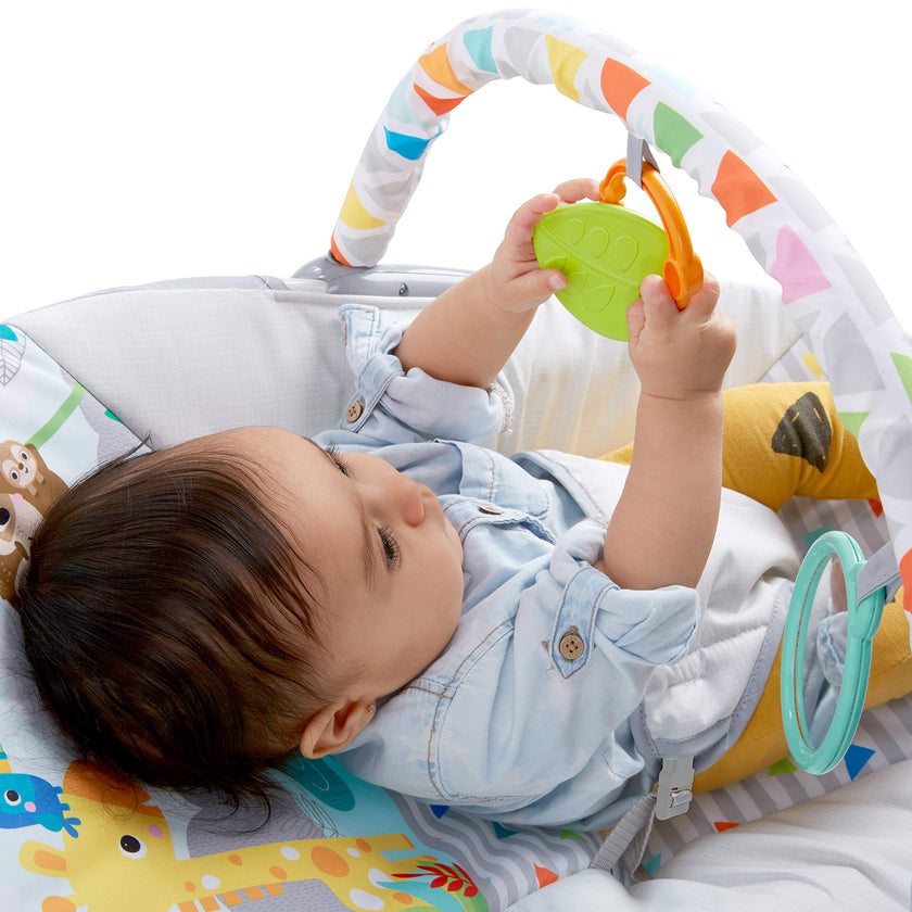 Bright Starts Baby Bouncer Soothing Vibrations Infant Seat - Removable Toy Bar, Nonslip Feet, 0-6 Months Up to 20 lbs (Safari Fun) 🍁 All In One Marketplace Canada