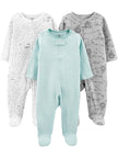 Simple Joys by Carter's Baby 3-Pack Neutral Sleep and Play, Mint/Stripes/Heather Grey/Prints, Newborn 🍁 All In One Marketplace Canada