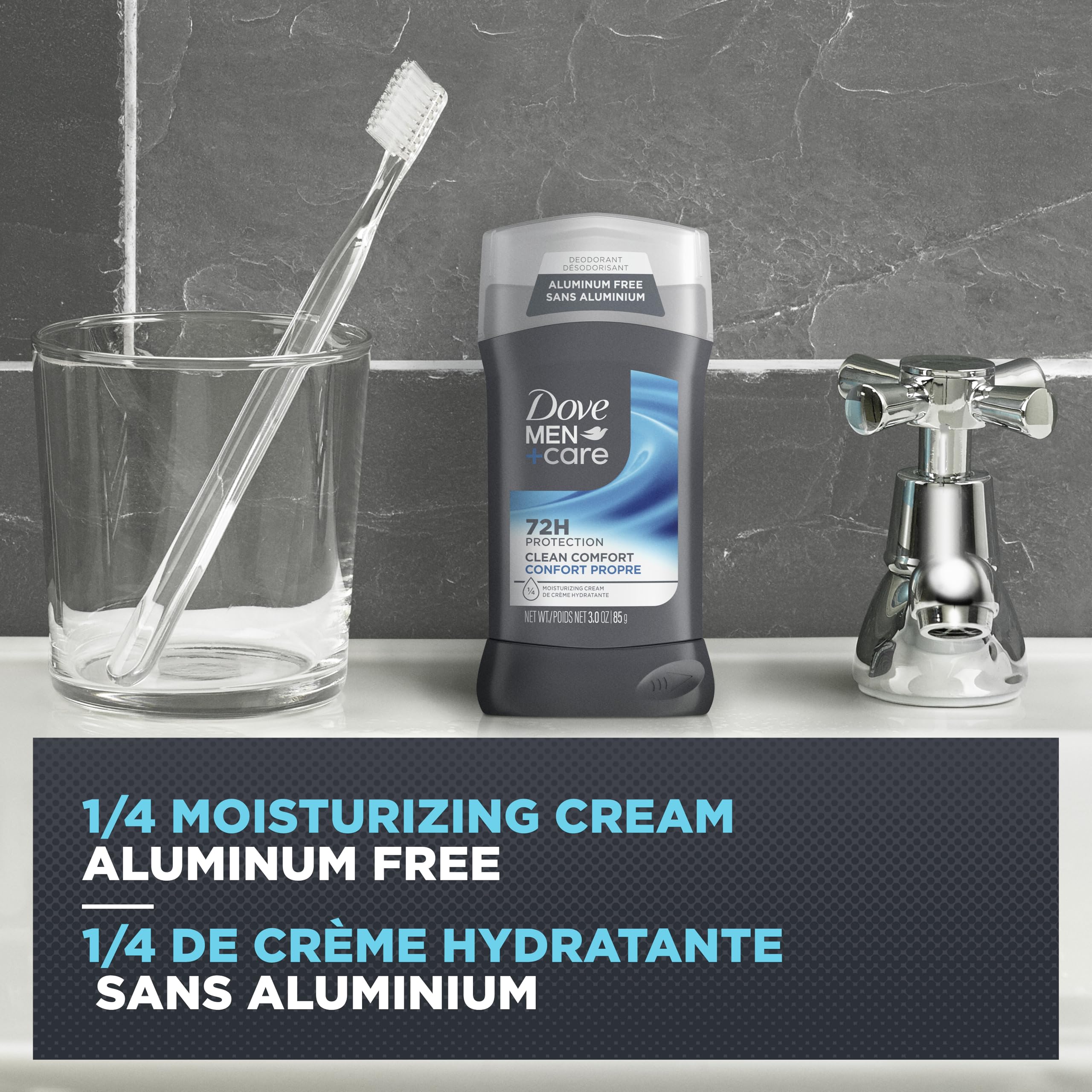 Dove Men+Care Deodorant Stick aluminum-free deodorant formula for 72H protection Clean Comfort with ¼ moisturizing cream, 85g (Pack of 4) 🍁 All In One Marketplace Canada