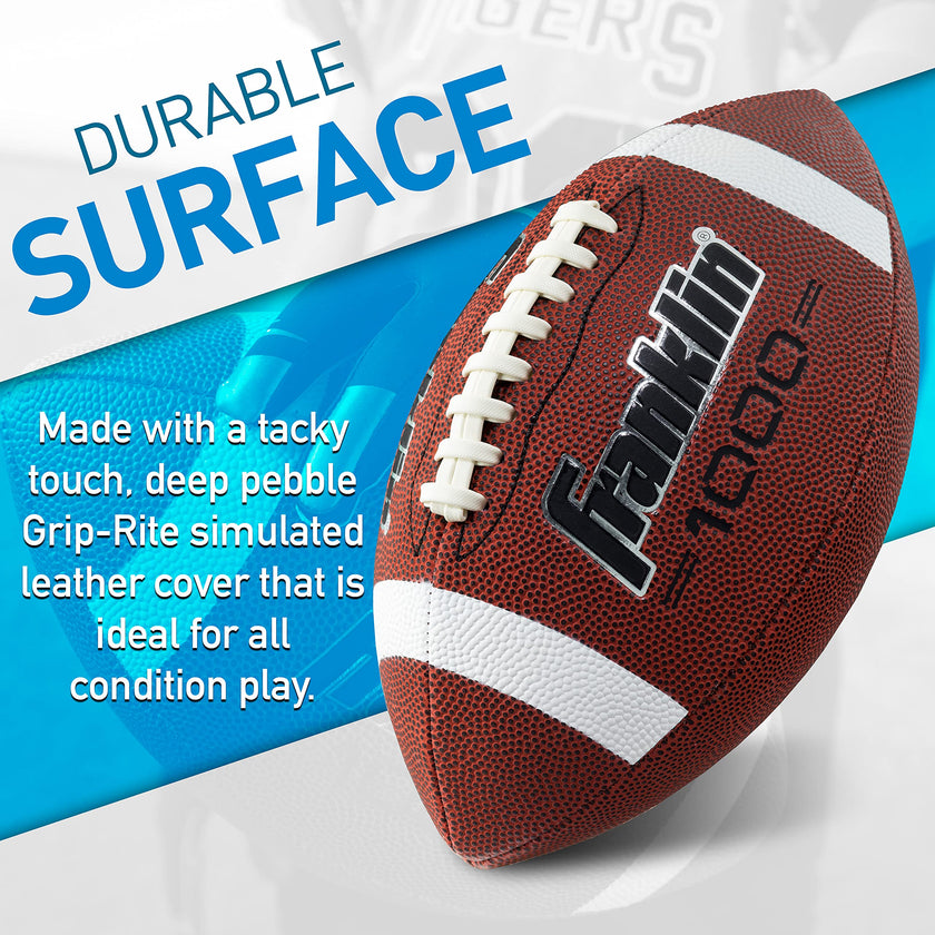Franklin Sports Official Size Football - All-Weather 1000 Regulation Outdoor Football - Synthetic Leather Adult Size Football - Extra Grip Official Size Football - Brown + White 🍁 All In One Marketplace Canada
