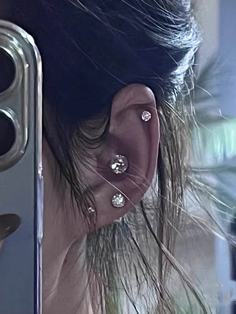 Magnetic Zircon Stud Earrings – No-Piercing Diamond Crystal Ear Clips (4mm, 5mm, 7mm, 8mm)