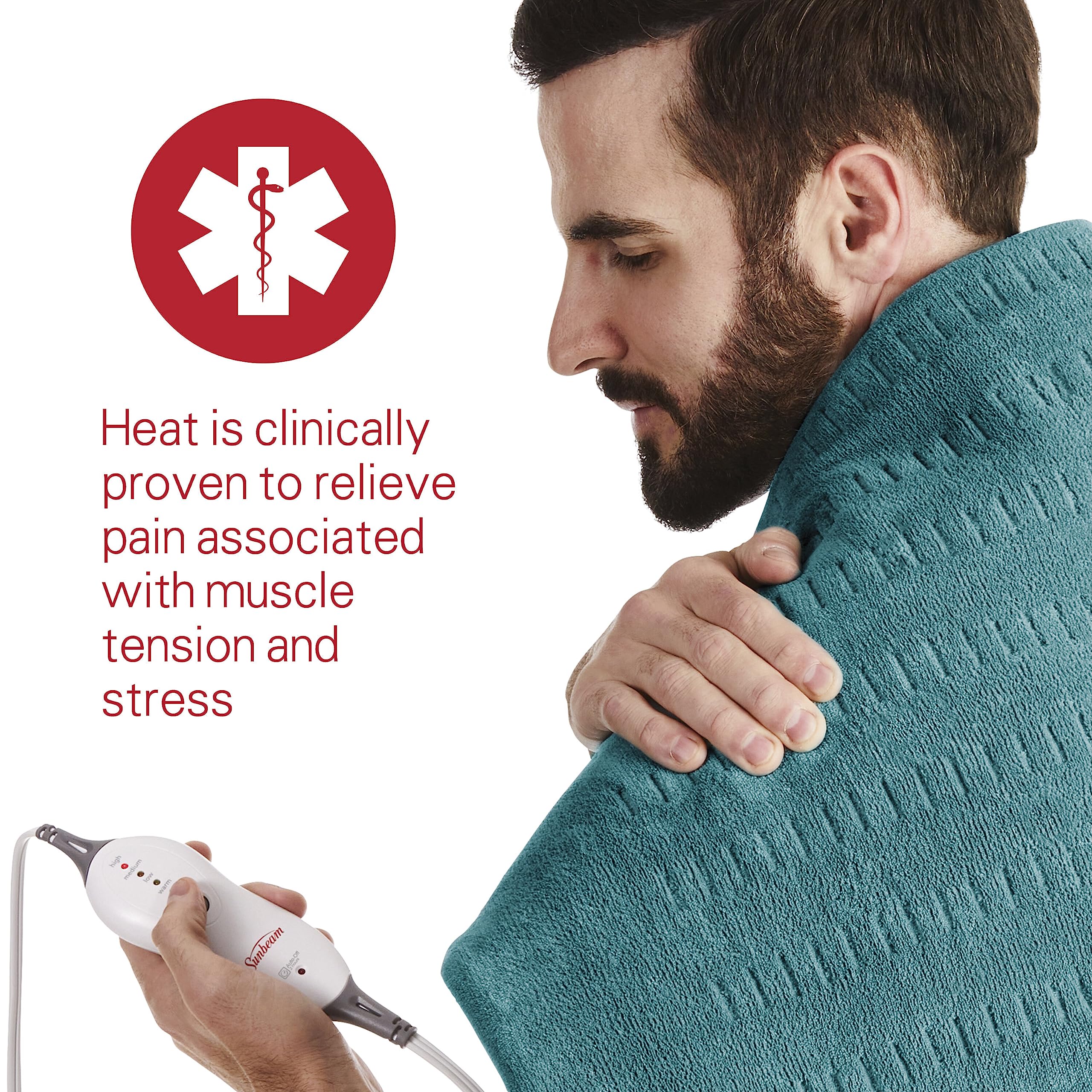 Sunbeam Premium XXL Size Heating Pad with Compact Storage | Electric Heating Pad for Back Pain & Larger Muscle Groups | 4 Heat Settings | 2 Hour Auto Shutoff | Moist Heat Option | 20 x 24 inch 🍁 All In One Marketplace Canada
