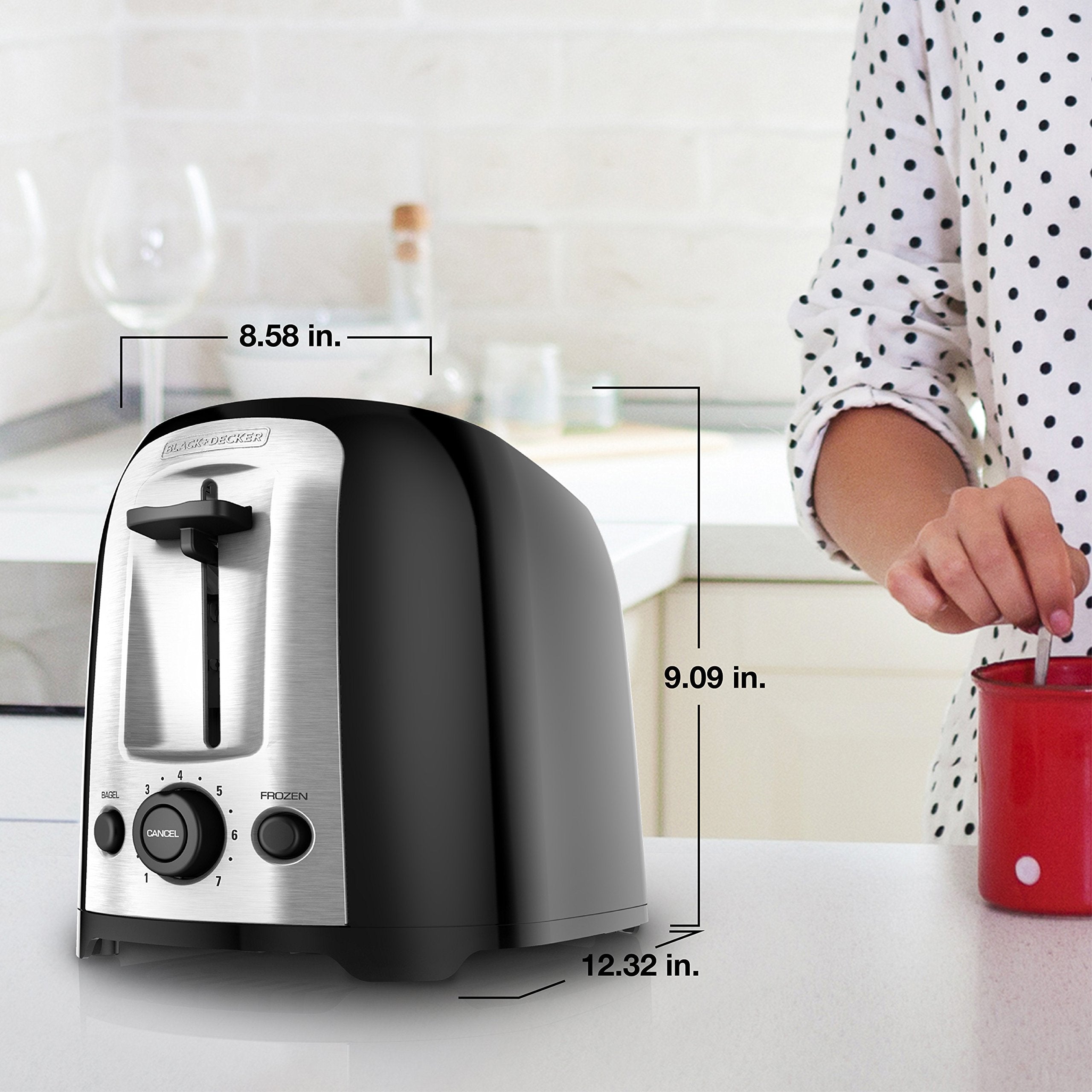 BLACK+DECKER 2-Slice Extra Wide Slot Toaster, Classic Oval, Black with Stainless Steel Accents, TR1278B 🍁 All In One Marketplace Canada