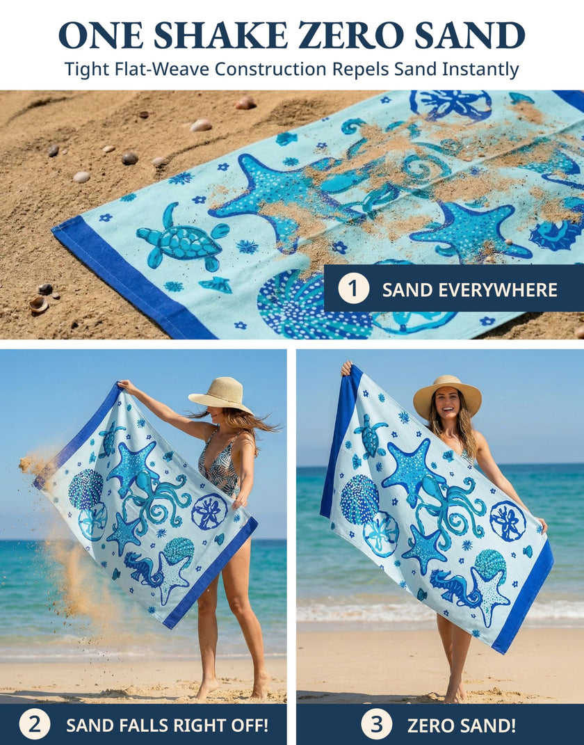 Lane Linen Turkish Beach Towels Set of 6, Oversized Beach Towel, Lightweight Beach Essentials for Women, Large Pool Towel, Absorbent & Quick Dry, Sand Free Beach Towel, 39