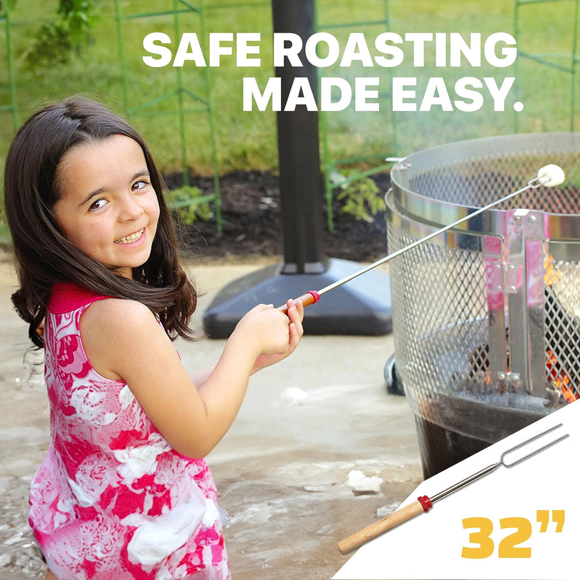 MalloMe Marshmallow Roasting Sticks - Smores Skewers for Fire Pit Kit - Hot Dog Camping Accessories Campfire Marshmellow 32 Inch Long Fork - 5 Pack 🍁 All In One Marketplace Canada