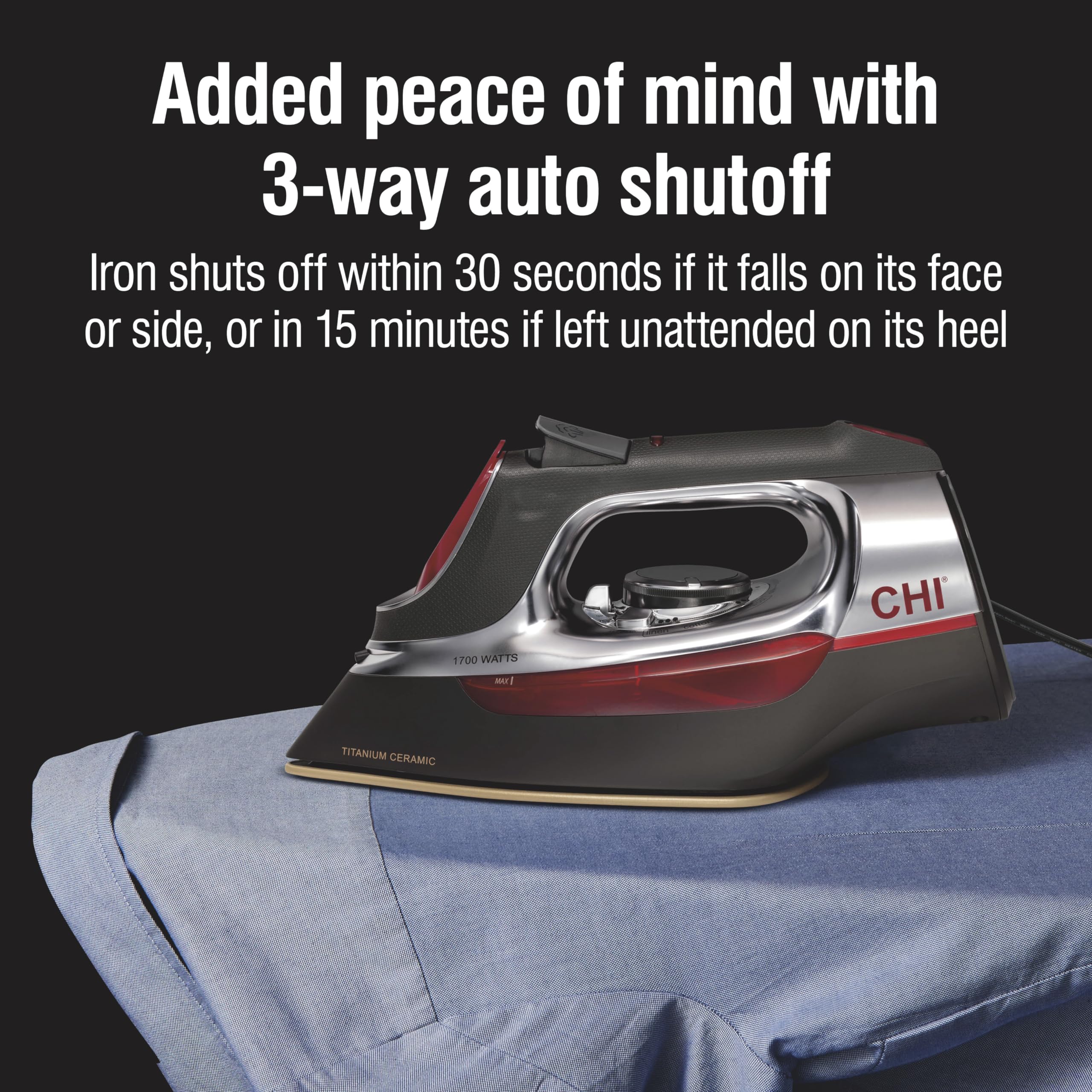 CHI Steam Iron for Clothes with 8’ Retractable Cord, 1700 Watts, 3-Way Auto Shutoff, 400+ Holes, Professional Grade, Temperature Control Dial, Titanium Infused Ceramic Soleplate, Silver (13106) 🍁 All In One Marketplace Canada