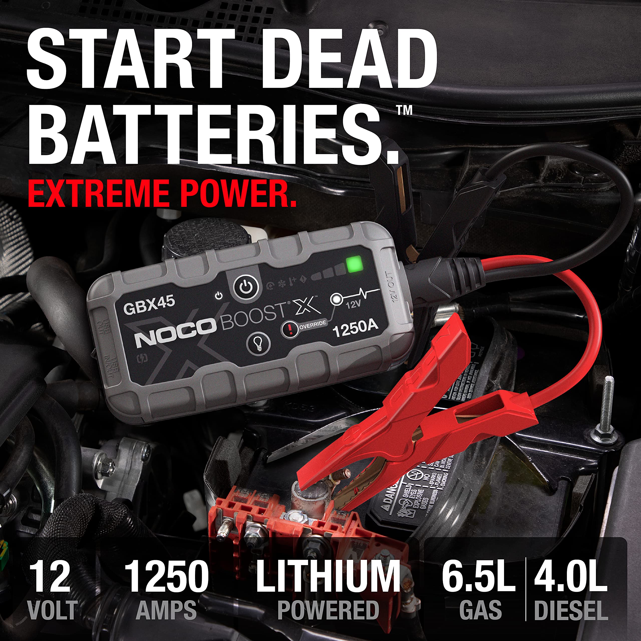 NOCO Boost X GBX45: 1250A UltraSafe Jump Starter – 12V Lithium Battery Booster Pack, Portable Jump Box, Power Bank & Jumper Cables - for 6.5L Gas and 4.0L Diesel Engines 🍁 All In One Marketplace Canada