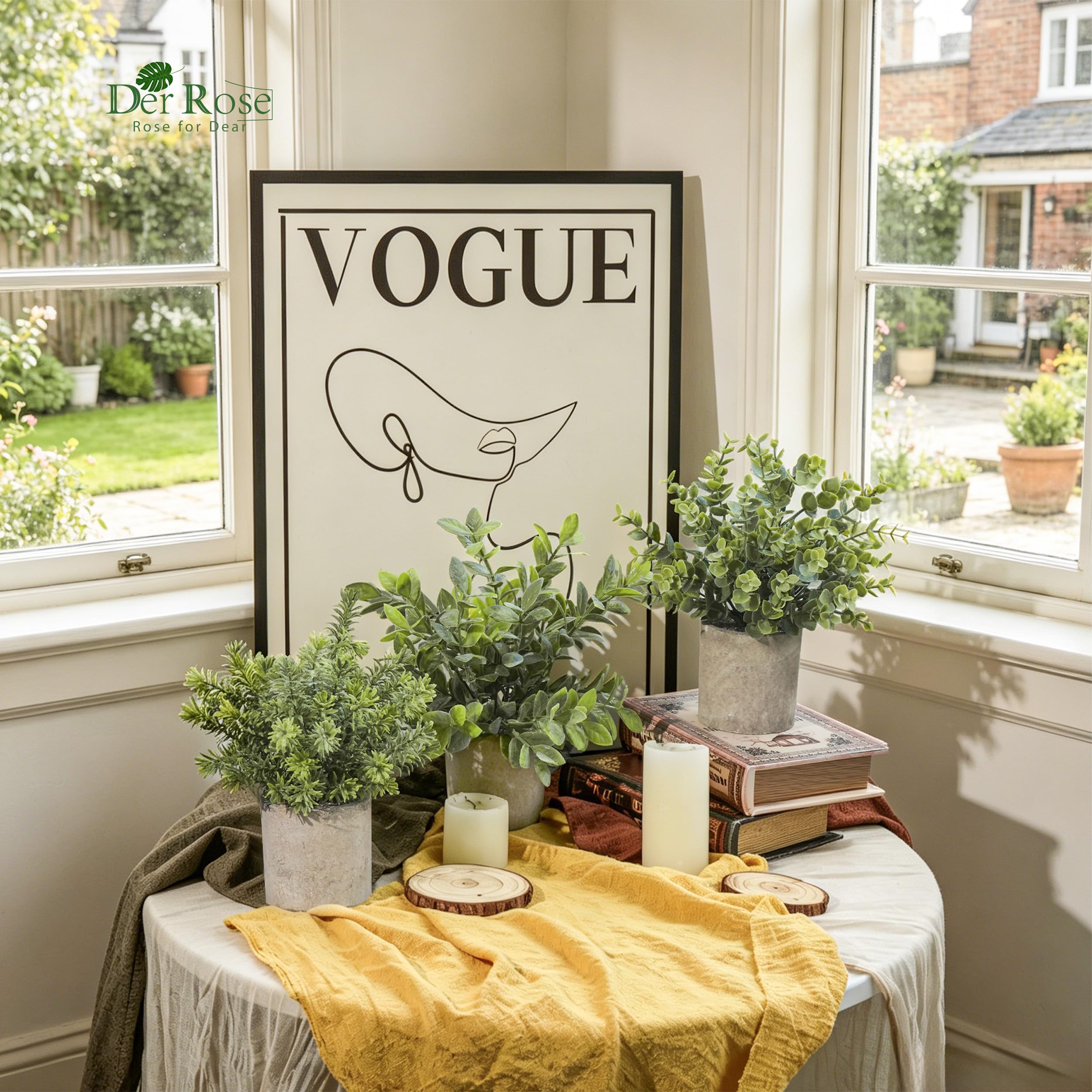 Der Rose 3 Pack Mini Potted Fake Plants Artificial Plastic Eucalyptus Plants for Home Office Desk Farmhouse Room Decor Indoor 🍁 All In One Marketplace Canada