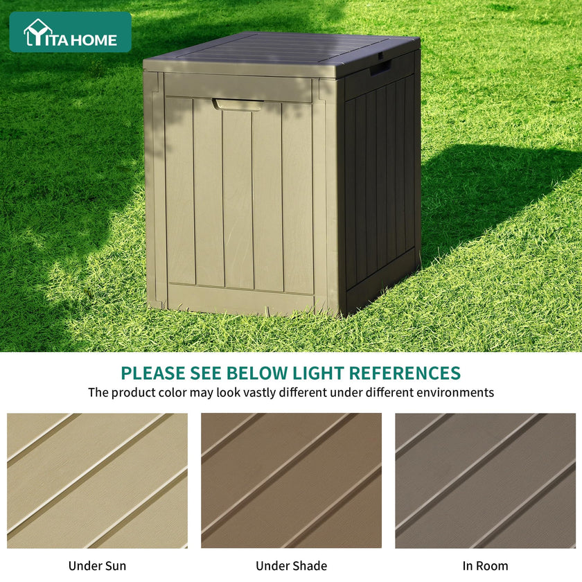 YITAHOME 31 Gallon Outdoor Storage Deck Box, Waterproof Resin Package Delivery and Storage Box with Lockable Lid for Patio Furniture Cushions, Pool Accessories, Garden Tools, Taupe 🍁 All In One Marketplace Canada