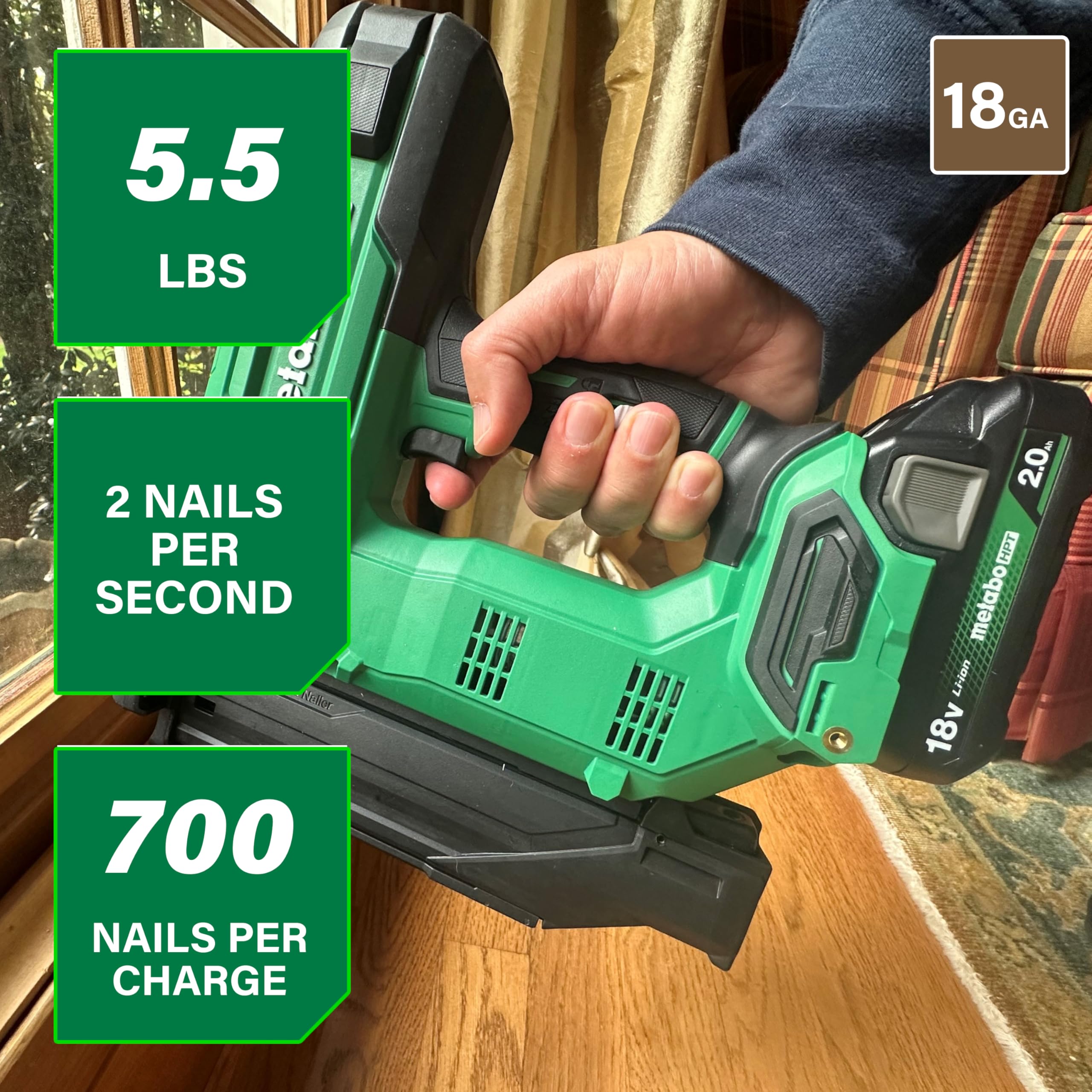 Metabo HPT 18V MultiVolt™ 18-Ga Compact Cordless Brad Nailer Kit, Includes 1-18V 2.0 Ah Battery, NT1850DGM 🍁 All In One Marketplace Canada