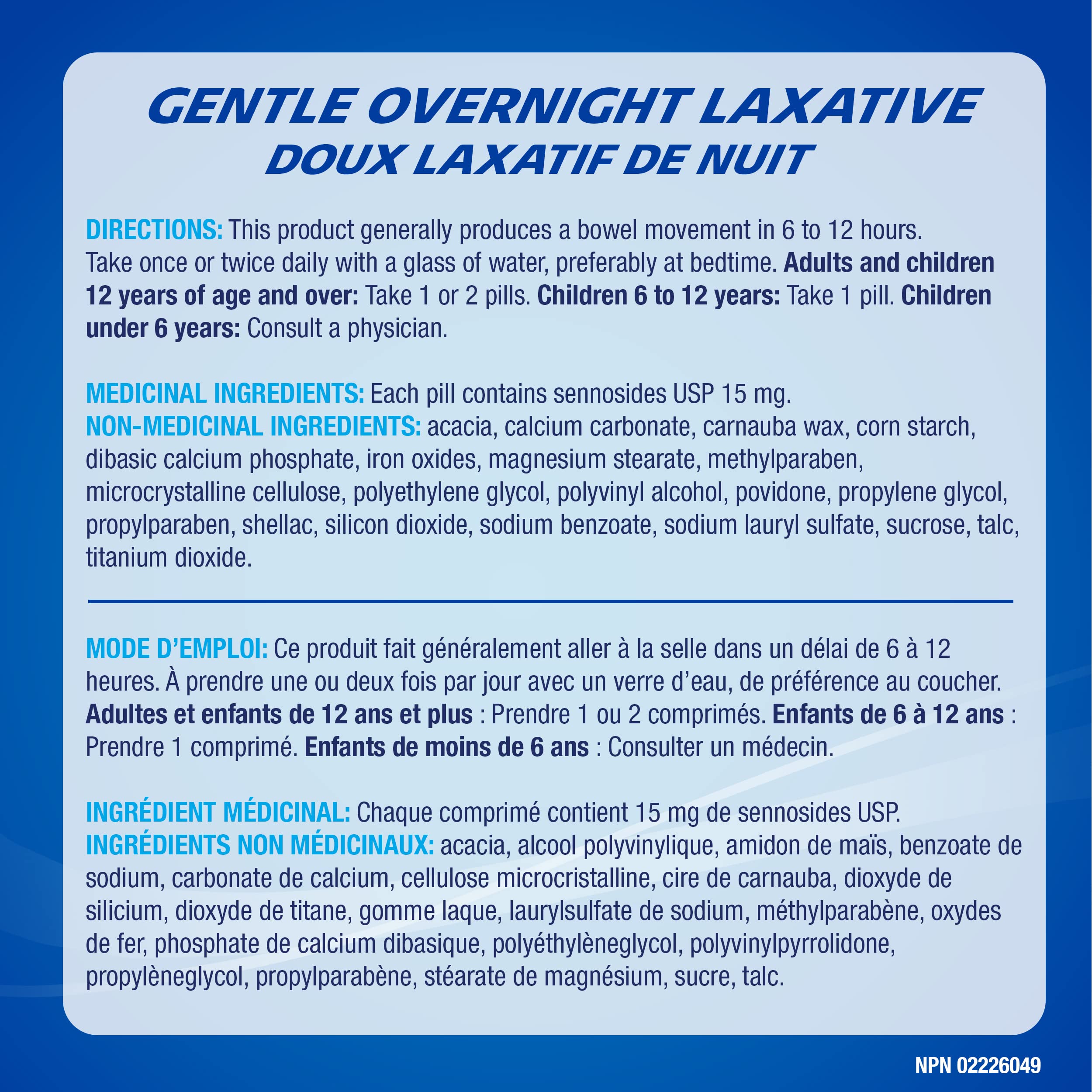Ex-Lax Gentle Overnight Laxatives for Constipation Relief, 60 Pills 🍁 All In One Marketplace Canada