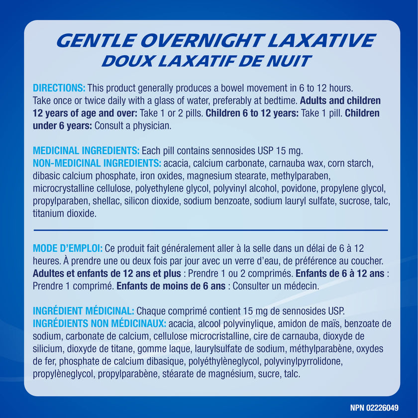 Ex-Lax Gentle Overnight Laxatives for Constipation Relief, 60 Pills 🍁 All In One Marketplace Canada