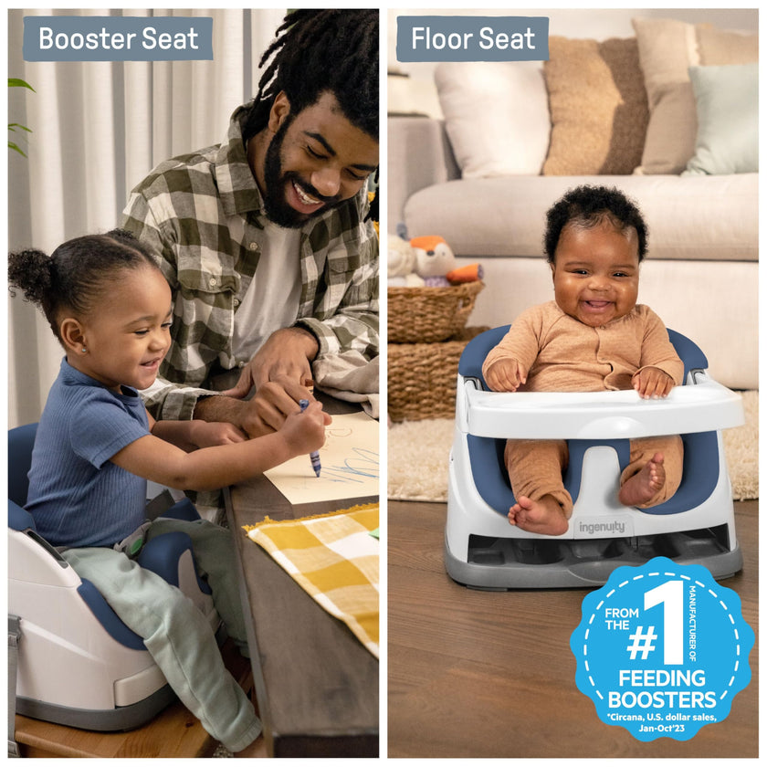 Ingenuity Baby Base 2-in-1 Booster Feeding and Floor Seat with Self-Storing Tray - Night Sky 🍁 All In One Marketplace Canada