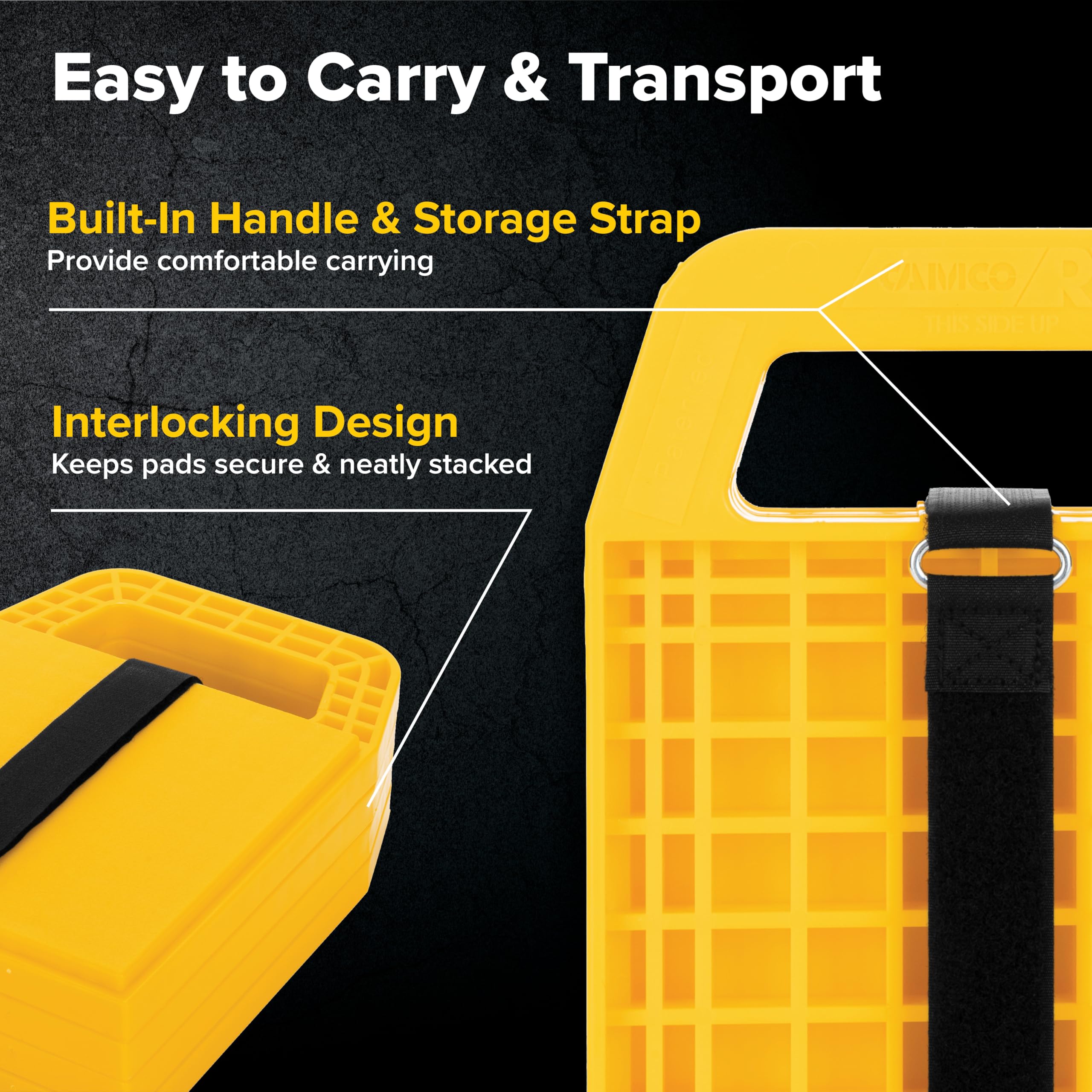 Camco RV Stabilizing Jack Pads, Helps Prevent Jacks from Sinking, 6.5 Inch x 6.5 Inch Pad - 4 Pack (44595), Yellow 🍁 All In One Marketplace Canada