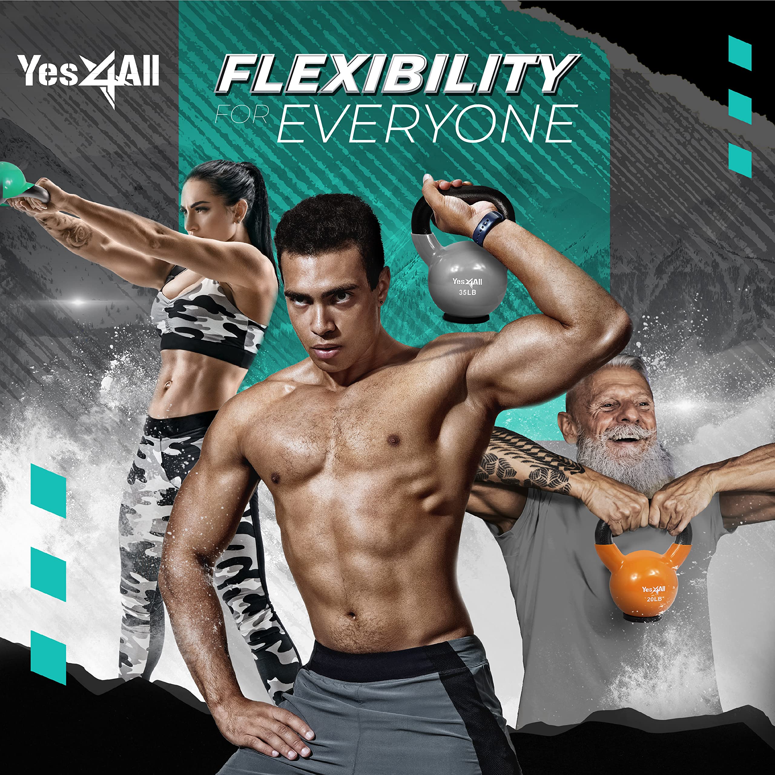 Yes4All Vinyl Coated Kettlebell with Protective Rubber Base, Strength Training Kettlebells for Weightlifting, Conditioning, Strength & Core Training (10 lbs - Mint) 🍁 All In One Marketplace Canada