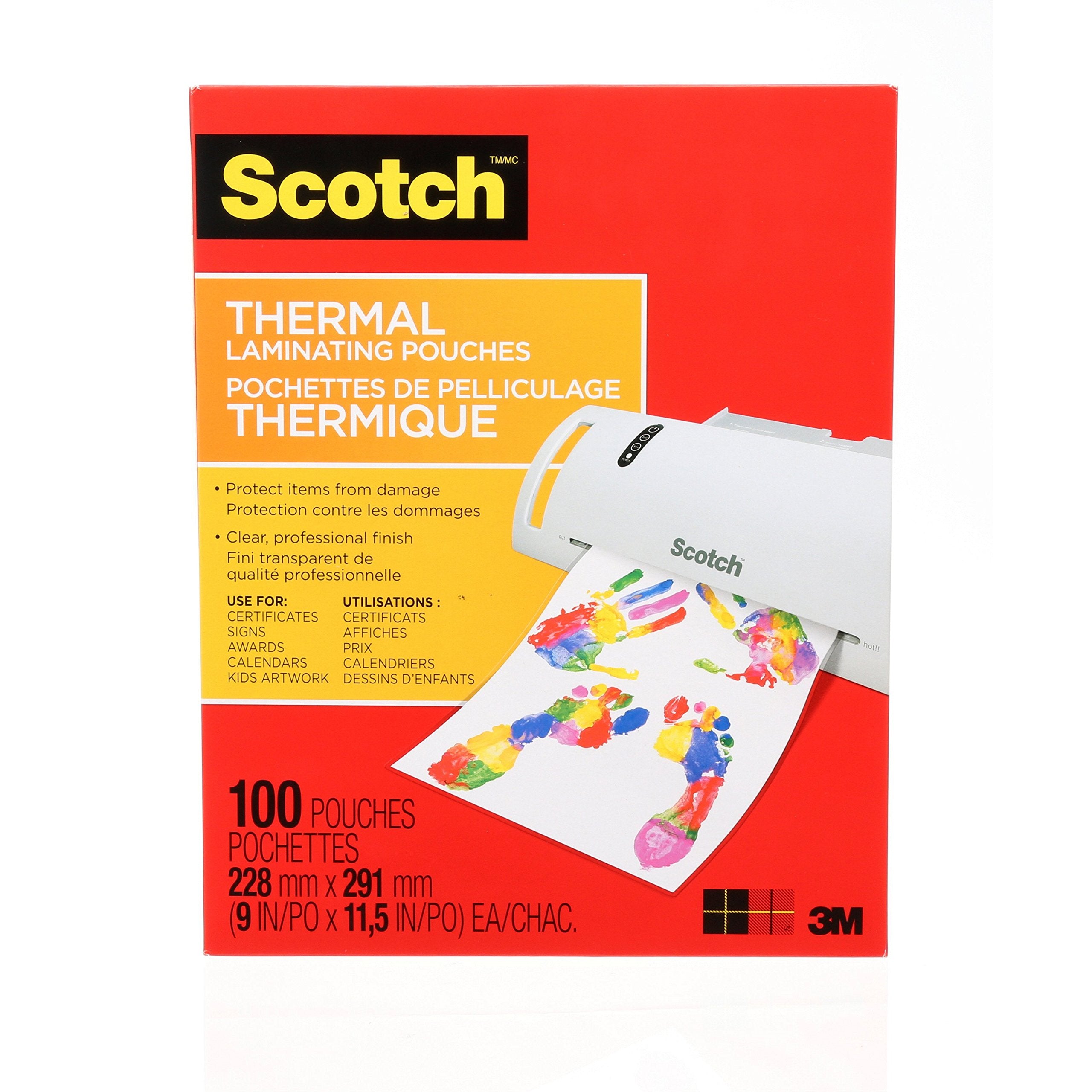 Scotch Thermal Laminating Sheets, Ideal Office or School Supplies, 9 in x 11.5 in, 3-Mil Thick, 100 Laminating Pouches 🍁 All In One Marketplace Canada