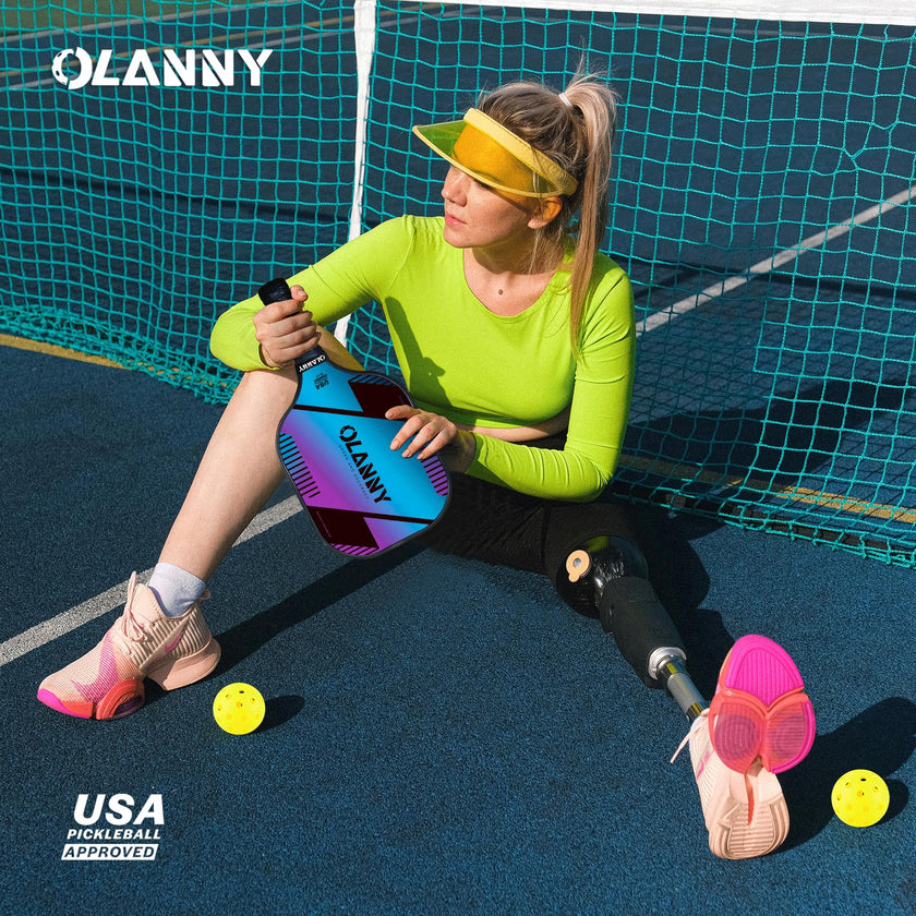 OLANNY Graphite Pickleball Paddles 4 Pack - Premium Rackets Fiber Face & Polymer Honeycomb Core Pickleball Set Includes 4 Pickleball Paddles + Balls+1 Bag (Gradient Pickleball Paddles) 🍁 All In One Marketplace Canada